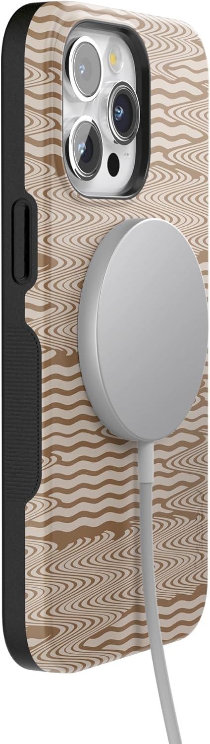 imageCasely iPhone 15 Pro Case  Keep It Classic  Crayola Crayon Box  Bold Protective Design  Compatible with MagSafeMocha Ripple  Brown Waves
