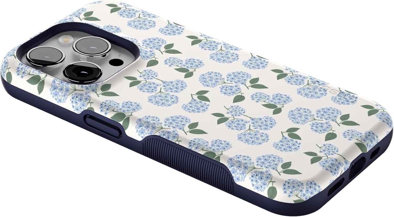 imageCasely iPhone 15 Pro Case  Keep It Classic  Crayola Crayon Box  Bold Protective Design  Compatible with MagSafeNantucket Cottage  Blue Hydrangea