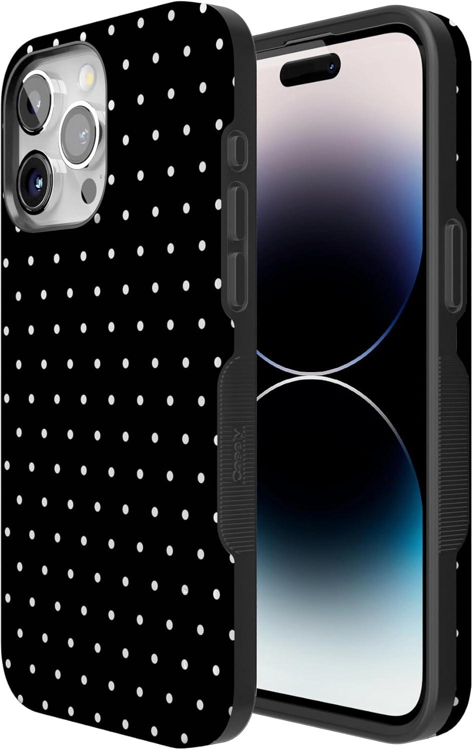 imageCasely iPhone 15 Pro Case  Keep It Classic  Crayola Crayon Box  Bold Protective Design  Compatible with MagSafeOn the Dot  Black Polka Dot