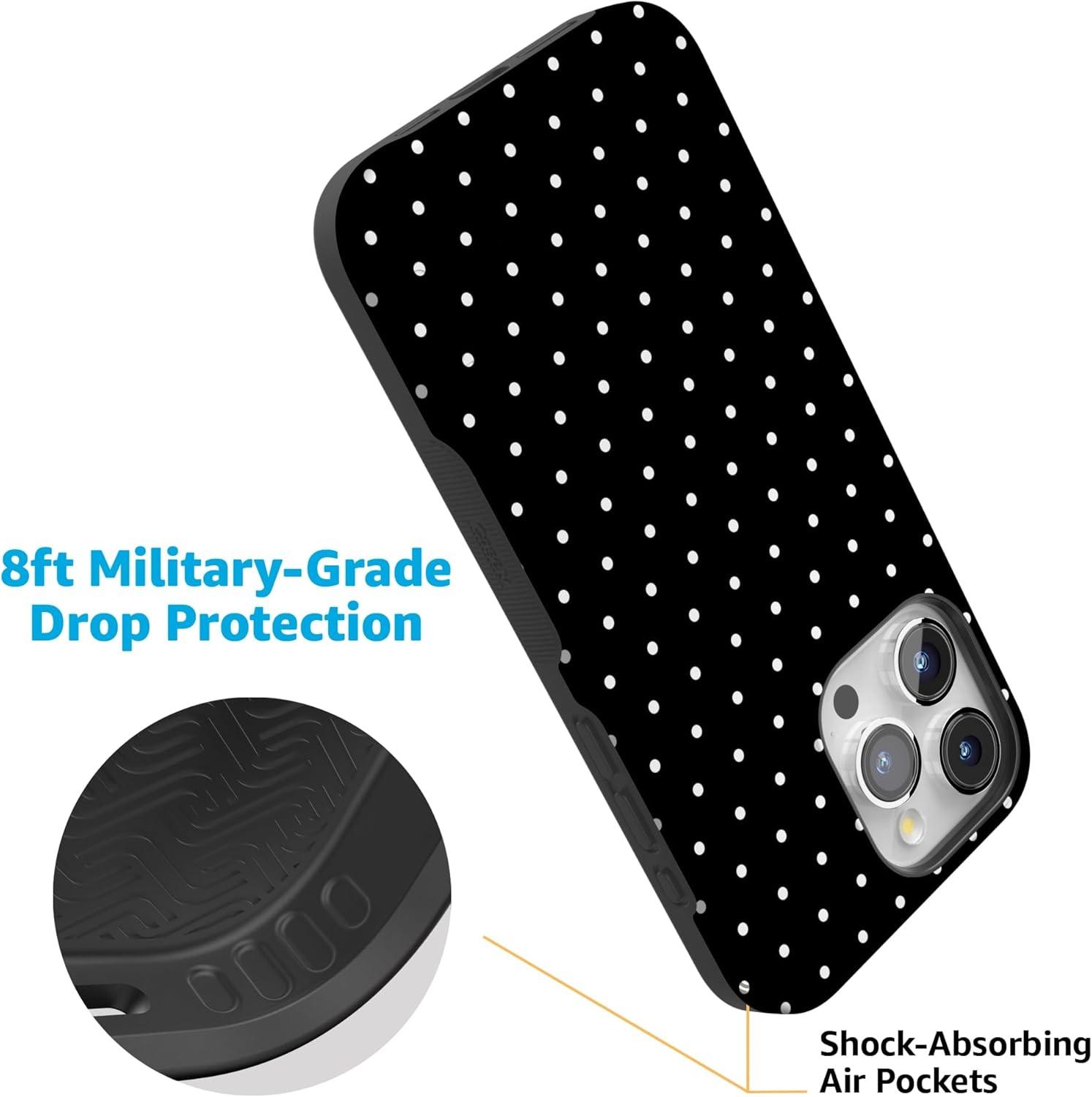 imageCasely iPhone 15 Pro Case  Keep It Classic  Crayola Crayon Box  Bold Protective Design  Compatible with MagSafeOn the Dot  Black Polka Dot