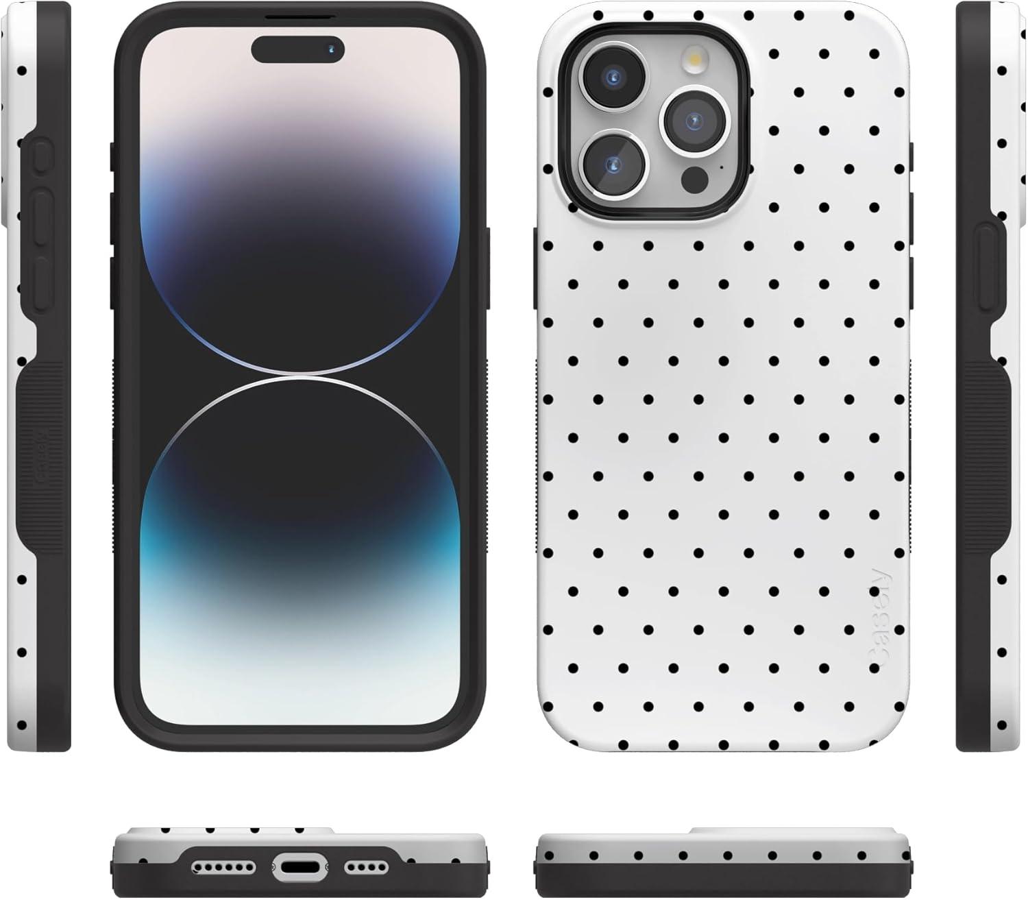 imageCasely iPhone 15 Pro Case  Keep It Classic  Crayola Crayon Box  Bold Protective Design  Compatible with MagSafeOn the Dot  White Polka Dot