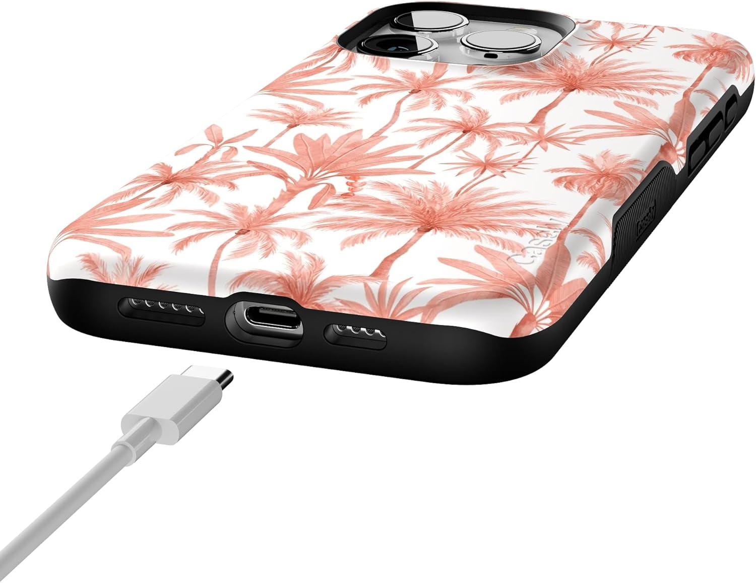 imageCasely iPhone 15 Pro Case  Keep It Classic  Crayola Crayon Box  Bold Protective Design  Compatible with MagSafePerfect Paradise  Tropical Palm Tree Floral