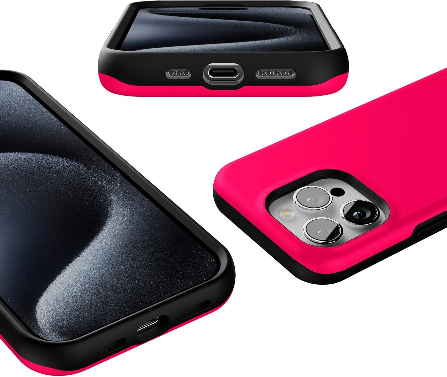 imageCasely iPhone 15 Pro Case  Keep It Classic  Crayola Crayon Box  Bold Protective Design  Compatible with MagSafeThink Pink  Solid Neon Pink