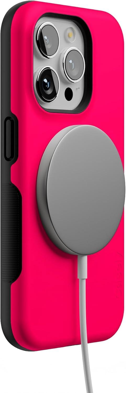 imageCasely iPhone 15 Pro Case  Keep It Classic  Crayola Crayon Box  Bold Protective Design  Compatible with MagSafeThink Pink  Solid Neon Pink