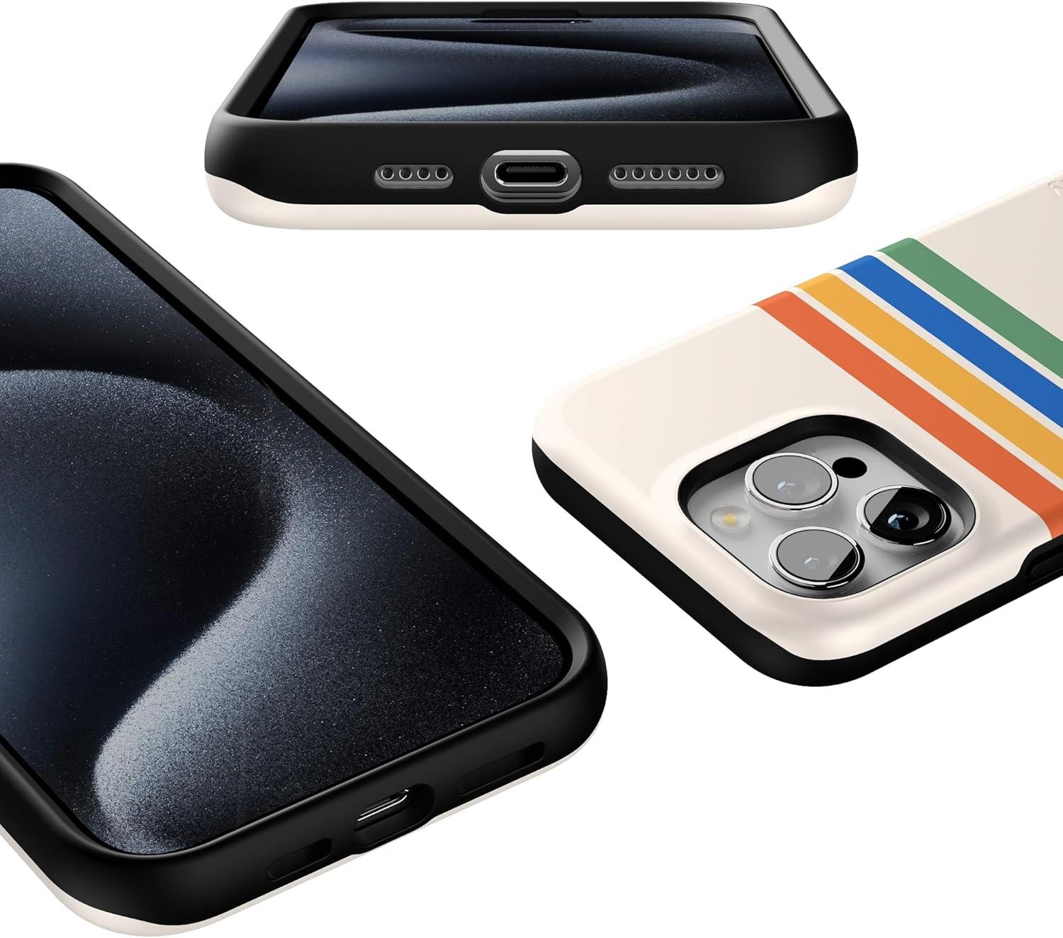 imageCasely iPhone 15 Pro Case  Keep It Classic  Crayola Crayon Box  Bold Protective Design  Compatible with MagSafeTotally Groovy  Rainbow Stripes Colorblock