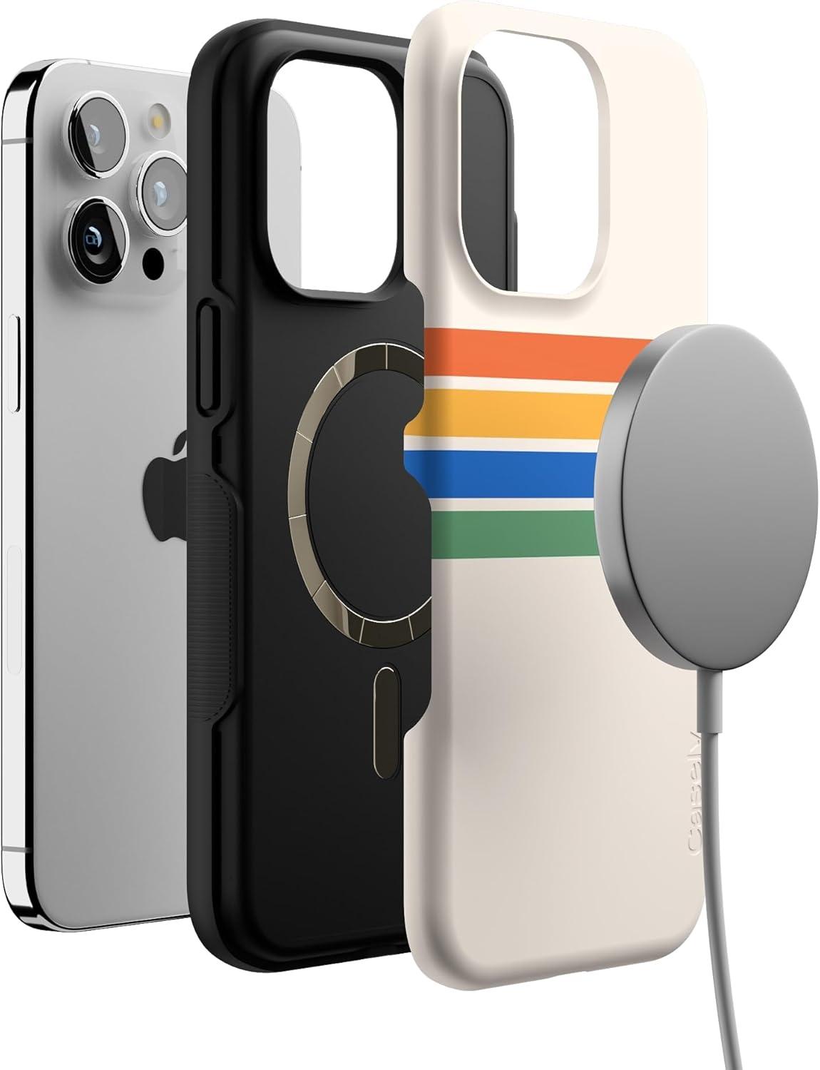 imageCasely iPhone 15 Pro Case  Keep It Classic  Crayola Crayon Box  Bold Protective Design  Compatible with MagSafeTotally Groovy  Rainbow Stripes Colorblock