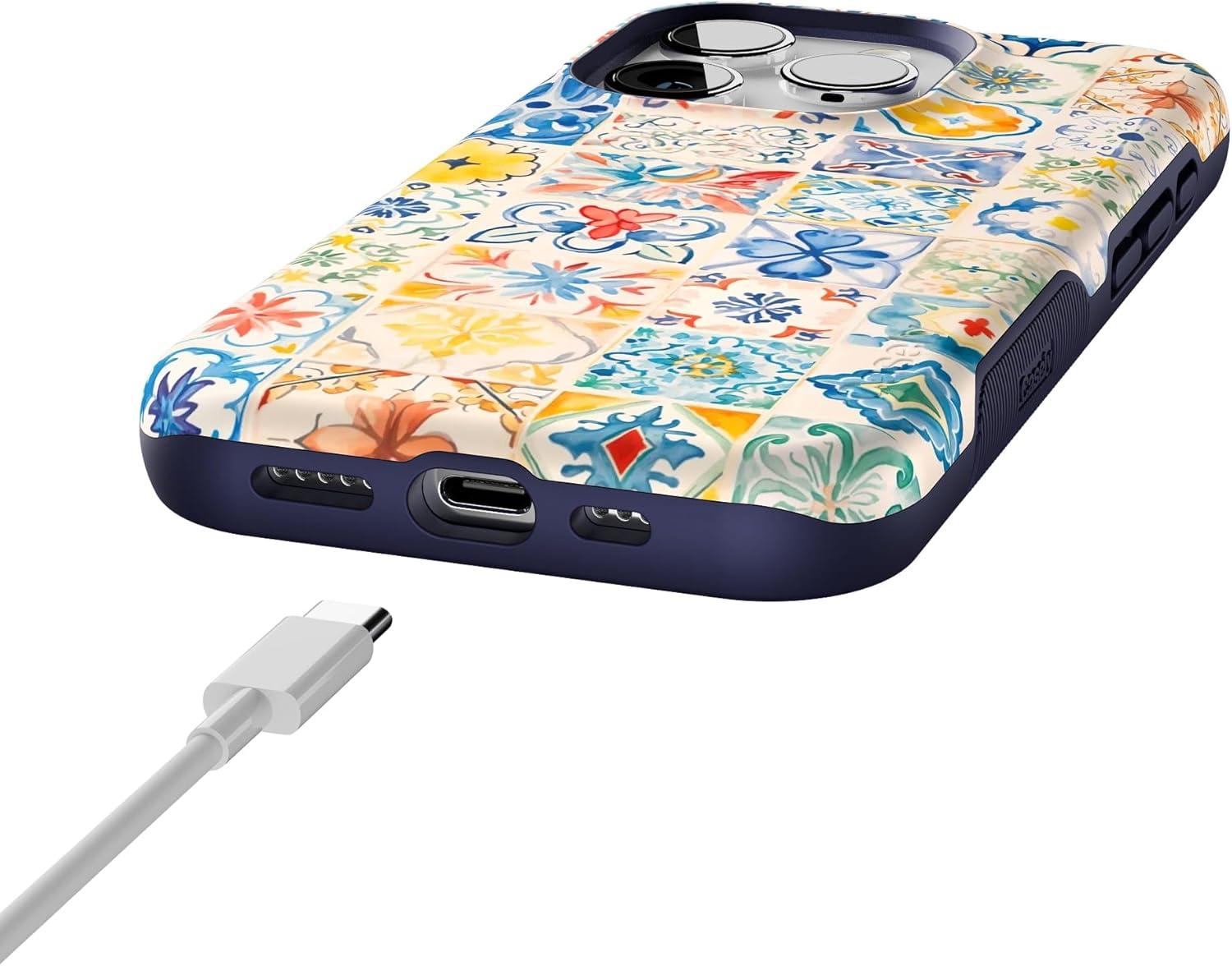 imageCasely iPhone 15 Pro Case  Keep It Classic  Crayola Crayon Box  Bold Protective Design  Compatible with MagSafeTuscan Tiles  Dolce Vita