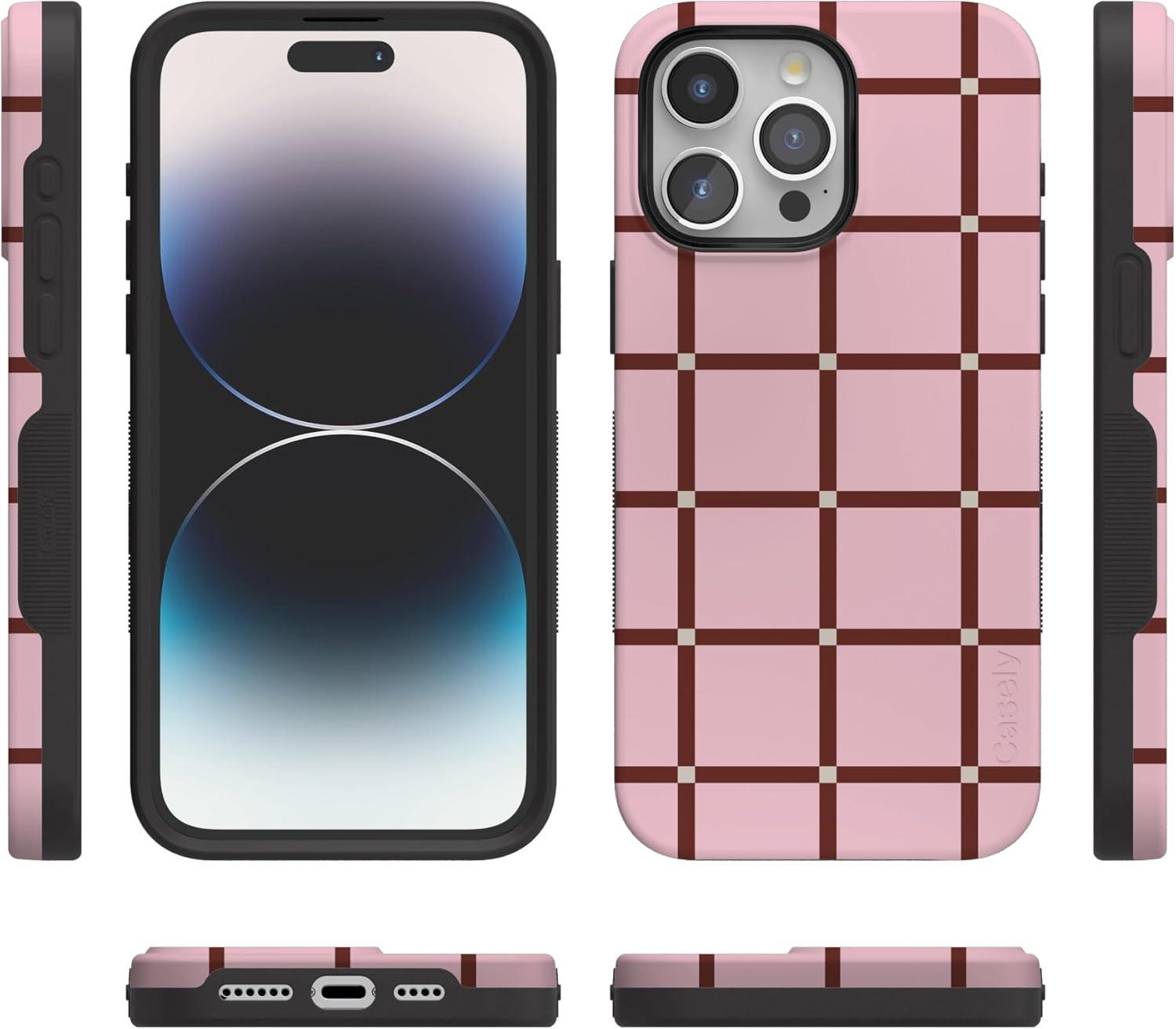 imageCasely iPhone 15 Pro Case  Keep It Classic  Crayola Crayon Box  Bold Protective Design  Compatible with MagSafeUptown Gridlock  Pink Checkerboard