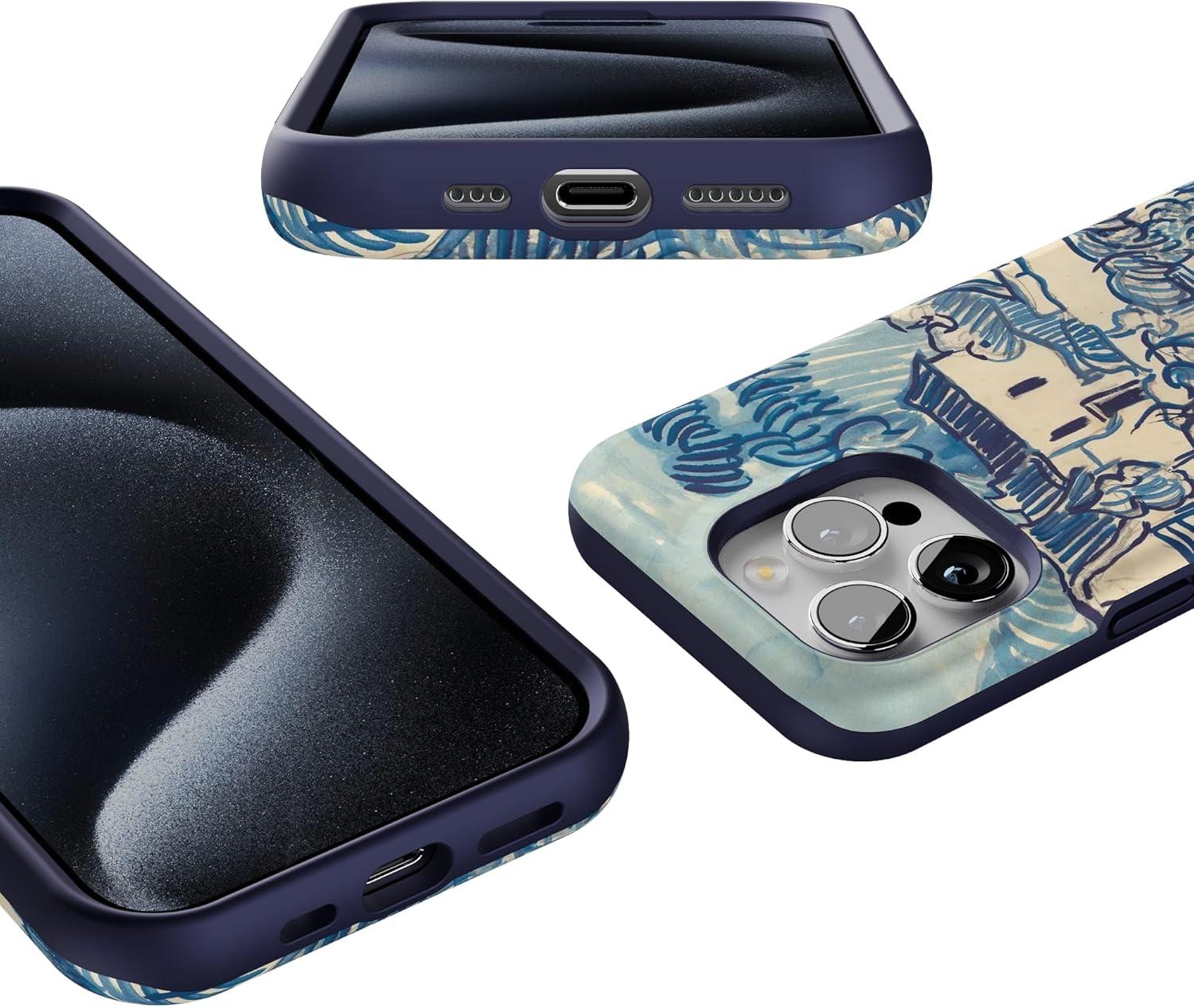 imageCasely iPhone 15 Pro Case  Keep It Classic  Crayola Crayon Box  Bold Protective Design  Compatible with MagSafeVan Gogh  Landscape With Houses Phone