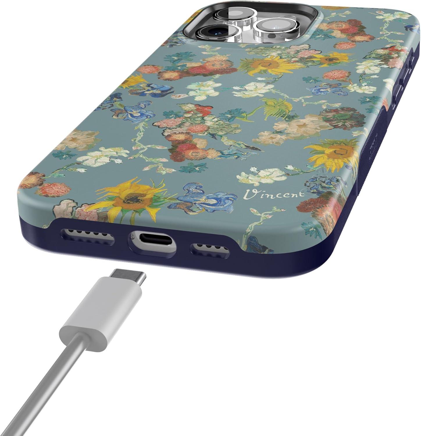 imageCasely iPhone 15 Pro Case  Keep It Classic  Crayola Crayon Box  Bold Protective Design  Compatible with MagSafeVan Goghs Flowers  The Van Gogh Museum