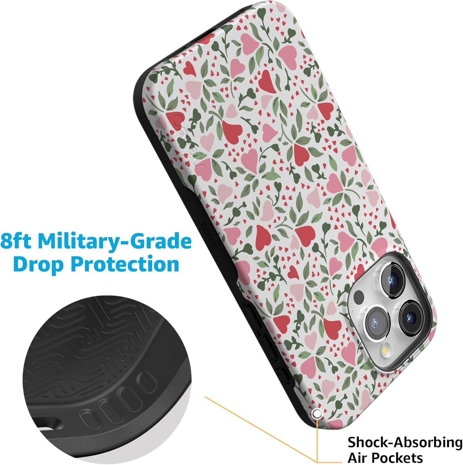 imageCasely iPhone 15 Pro Case  Keep It Classic  Crayola Crayon Box  Bold Protective Design  Compatible with MagSafeVines of Love  Floral Heart