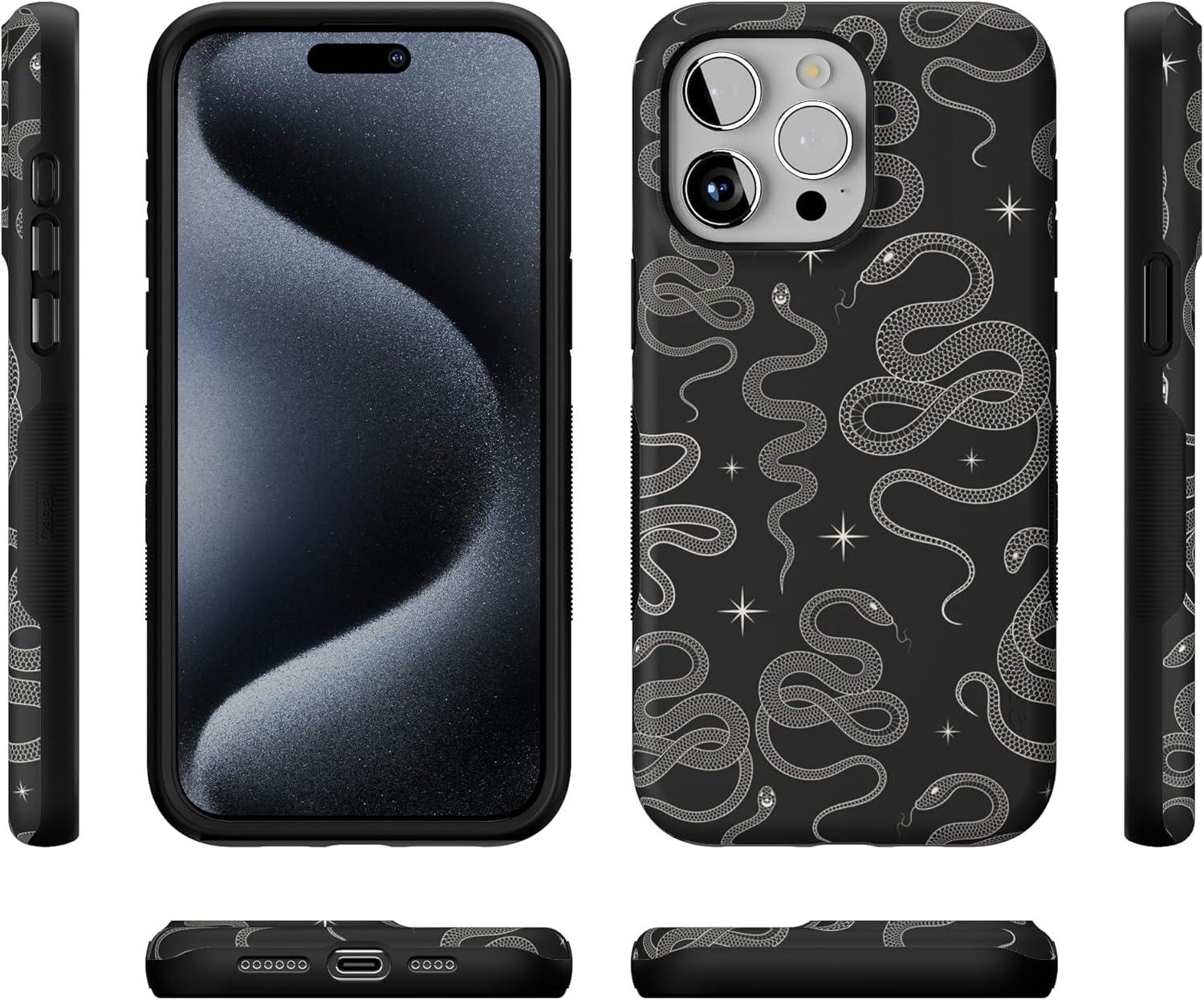 imageCasely iPhone 15 Pro Case  Keep It Classic  Crayola Crayon Box  Bold Protective Design  Compatible with MagSafeWere Ready For It  Black Serpent