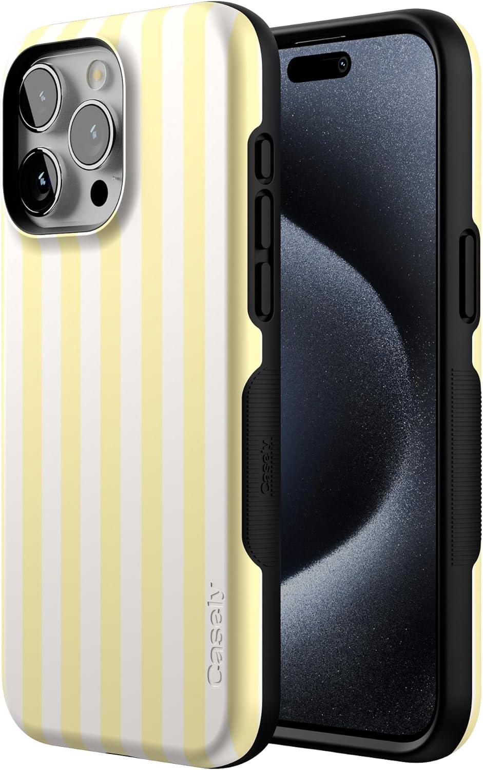 imageCasely iPhone 15 Pro Case  Keep It Classic  Crayola Crayon Box  Bold Protective Design  Compatible with MagSafeYellow Stripes  Sunday Best