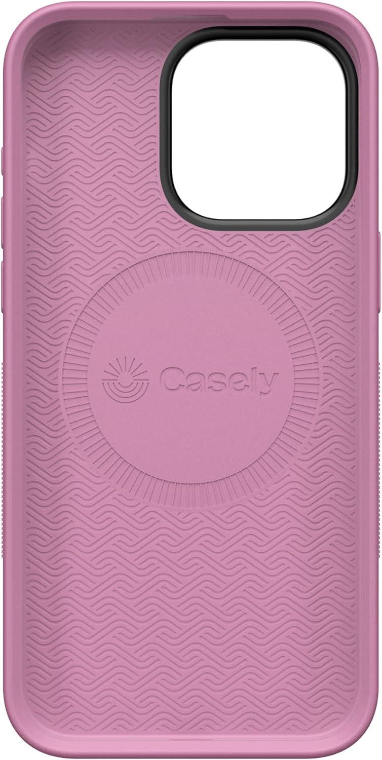 imageCasely iPhone 15 Pro Case  Starfish Wishes  Coral Pink Shimmer Glitter  Bold Protective Design  Compatible with MagSafe