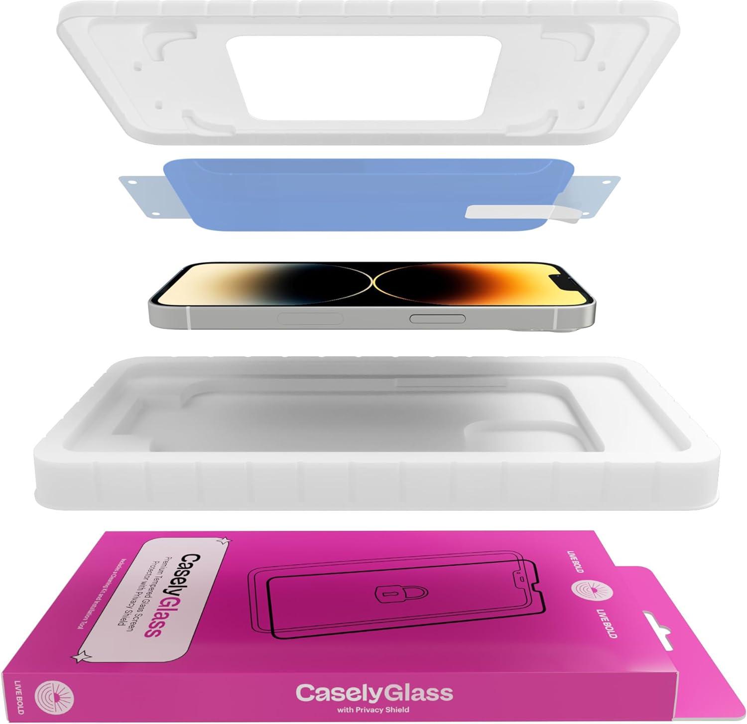 imageCasely iPhone 15 Pro Privacy Glass  AntiSpy Tempered Glass Screen ProtectoriPhone 15  iPhone 16