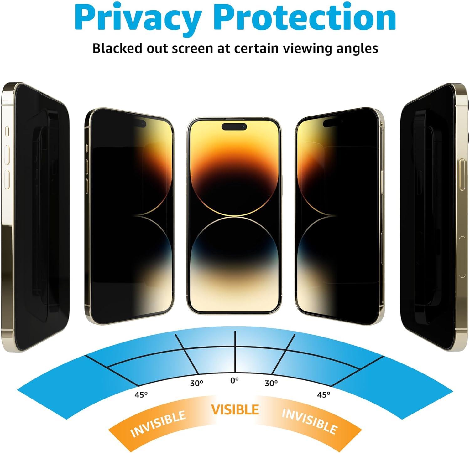 imageCasely iPhone 15 Pro Privacy Glass  AntiSpy Tempered Glass Screen ProtectoriPhone 15 Plus  iPhone 16 Plus