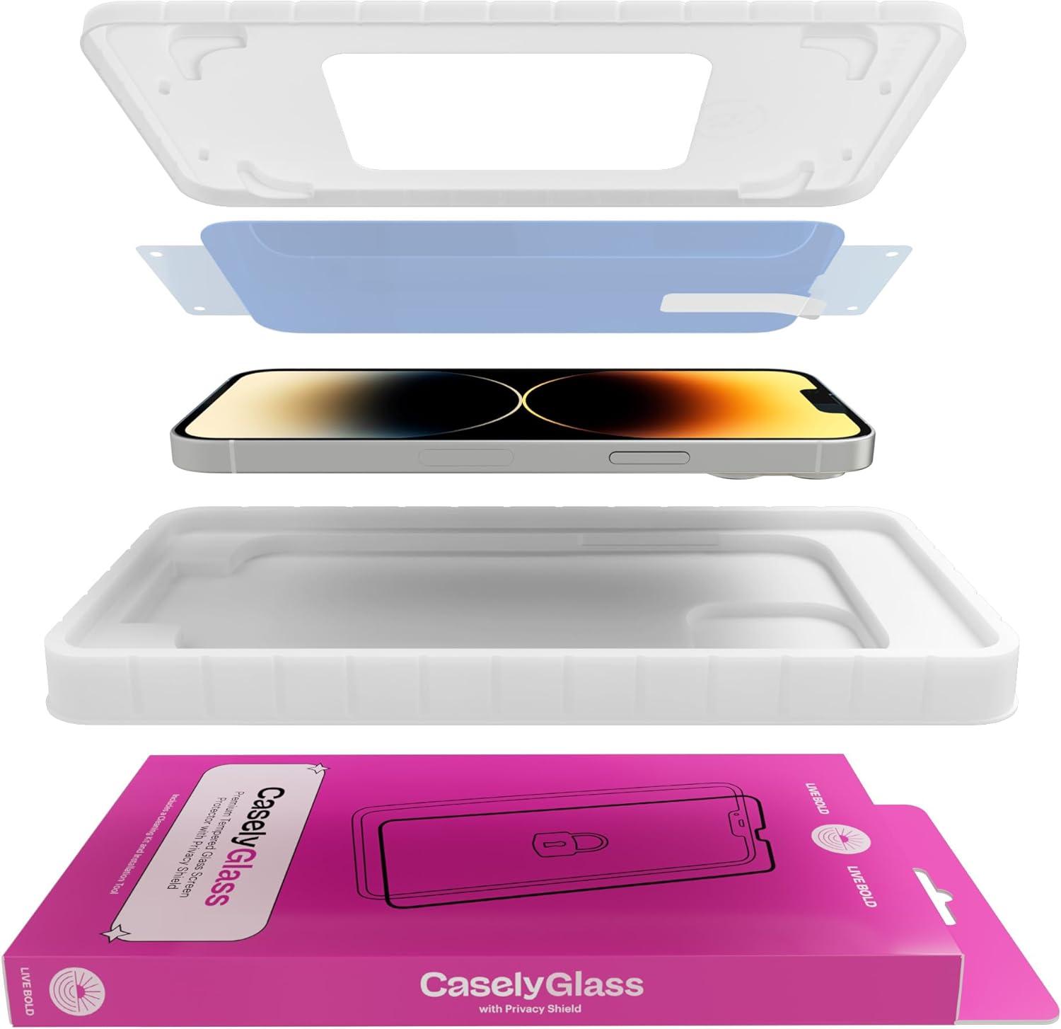 imageCasely iPhone 15 Pro Privacy Glass  AntiSpy Tempered Glass Screen ProtectoriPhone 15 Plus  iPhone 16 Plus