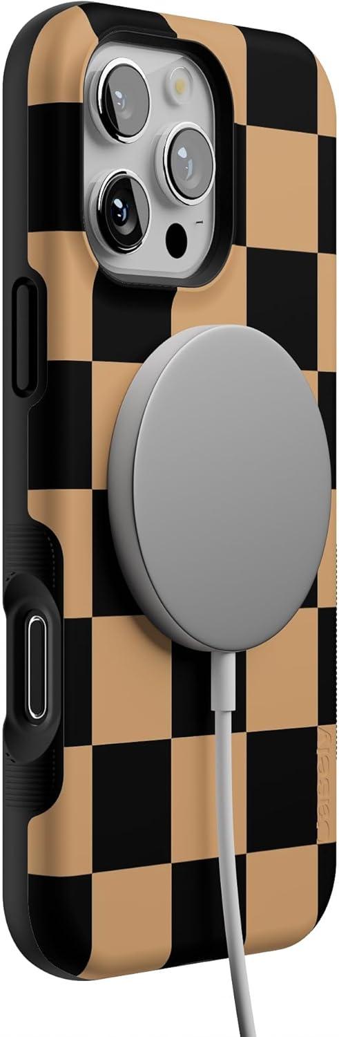 imageCasely iPhone 16 Pro Case  Fit Check  Black amp Brown Checkerboard  Compatible with MagSafe  Bold Protective Design