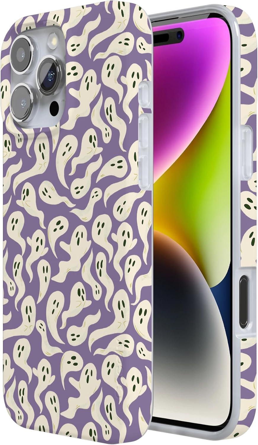 imageCasely iPhone 16 Pro Case  Glitter Mystic Moss  Green Enchanted Shimmer  Compatible with MagSafe  Classic UltraSlim Case DesignAll Bood Up  Purple Ghost