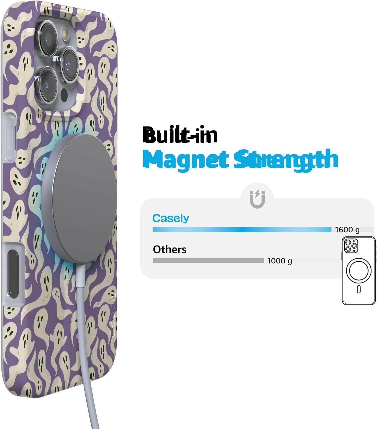 imageCasely iPhone 16 Pro Case  Glitter Mystic Moss  Green Enchanted Shimmer  Compatible with MagSafe  Classic UltraSlim Case DesignAll Bood Up  Purple Ghost