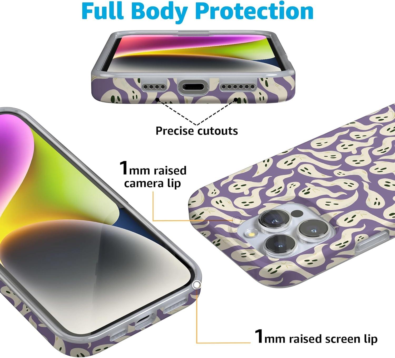 imageCasely iPhone 16 Pro Case  Glitter Mystic Moss  Green Enchanted Shimmer  Compatible with MagSafe  Classic UltraSlim Case DesignAll Bood Up  Purple Ghost