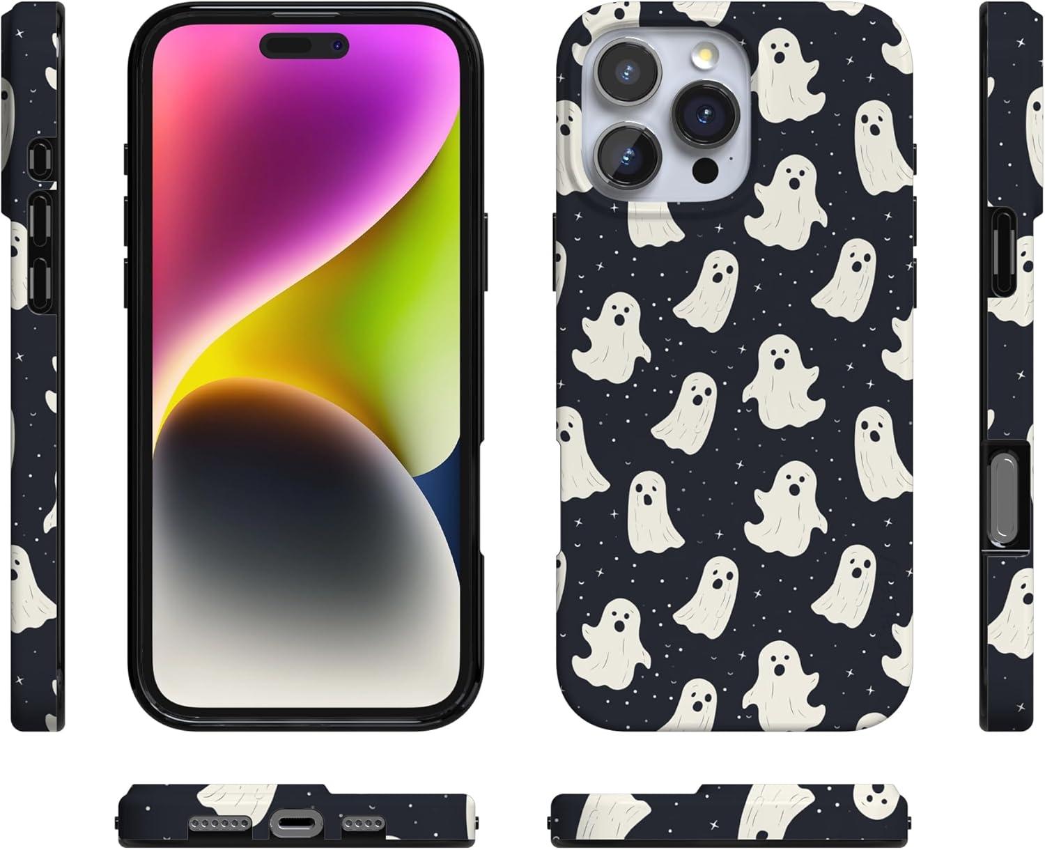 imageCasely iPhone 16 Pro Case  Glitter Mystic Moss  Green Enchanted Shimmer  Compatible with MagSafe  Classic UltraSlim Case DesignAll Boos No Bite  Friendly Ghost