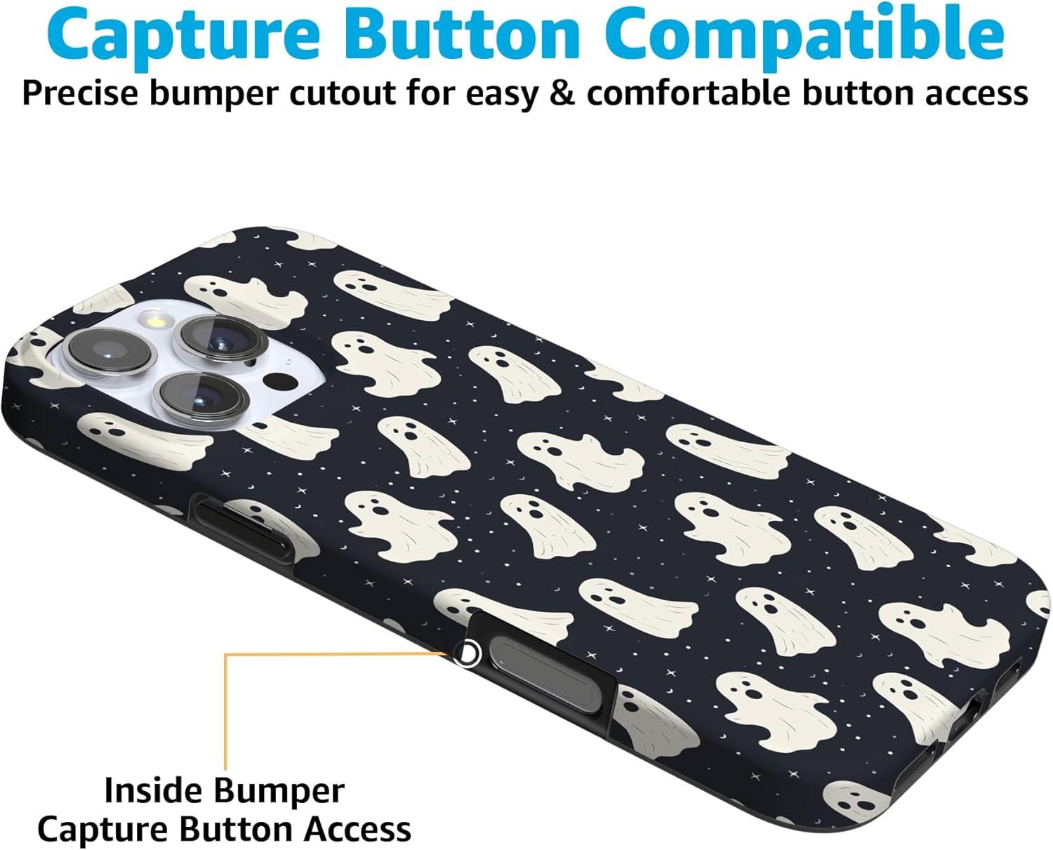 imageCasely iPhone 16 Pro Case  Glitter Mystic Moss  Green Enchanted Shimmer  Compatible with MagSafe  Classic UltraSlim Case DesignAll Boos No Bite  Friendly Ghost