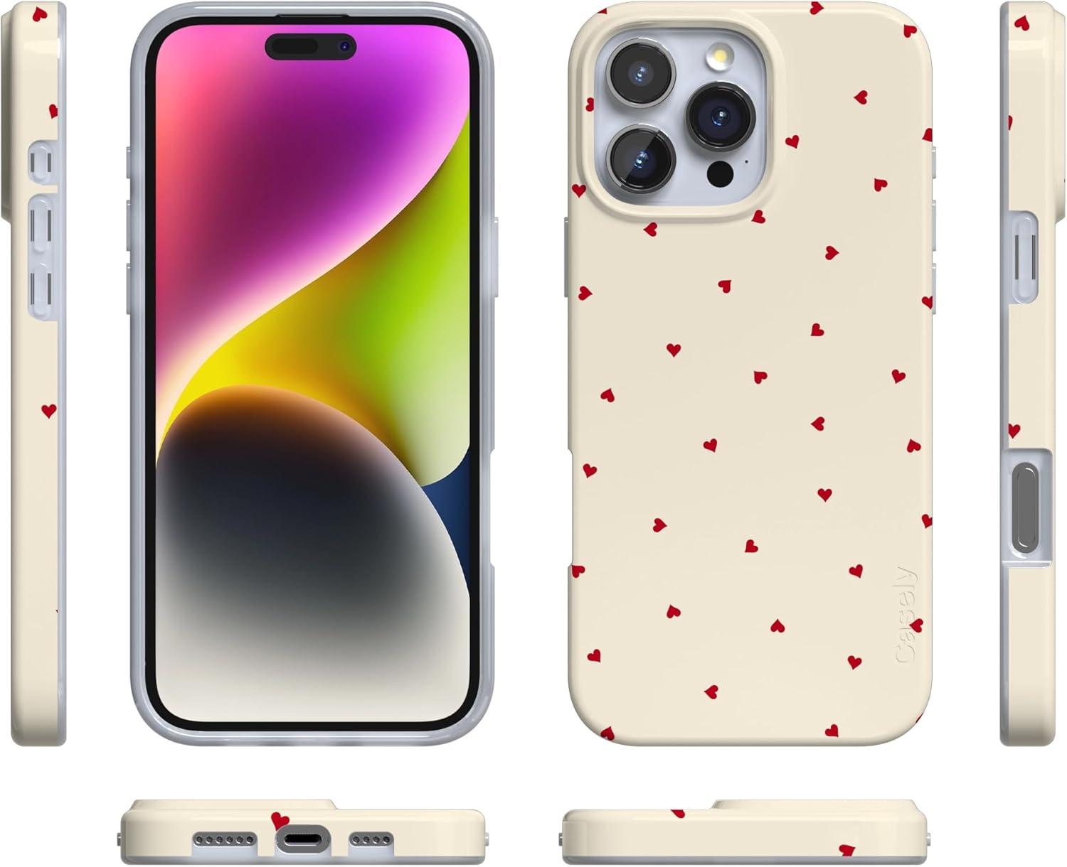 imageCasely iPhone 16 Pro Case  Glitter Mystic Moss  Green Enchanted Shimmer  Compatible with MagSafe  Classic UltraSlim Case DesignBe Mine  Tiny Hearts