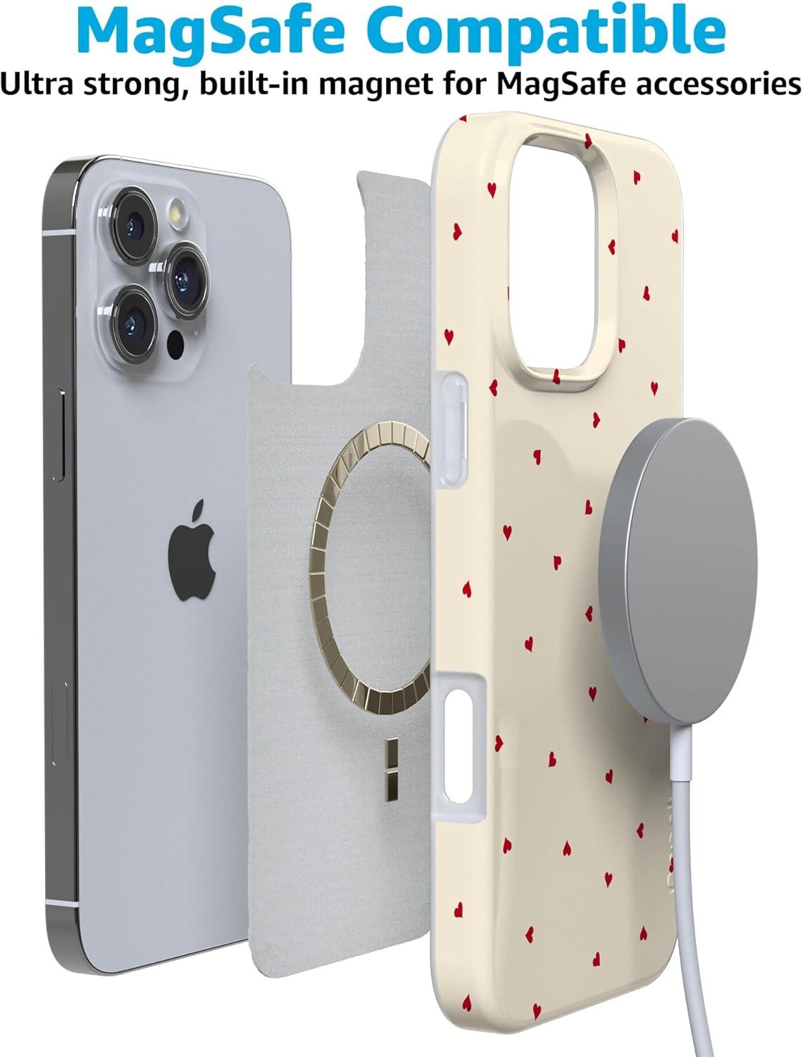 imageCasely iPhone 16 Pro Case  Glitter Mystic Moss  Green Enchanted Shimmer  Compatible with MagSafe  Classic UltraSlim Case DesignBe Mine  Tiny Hearts