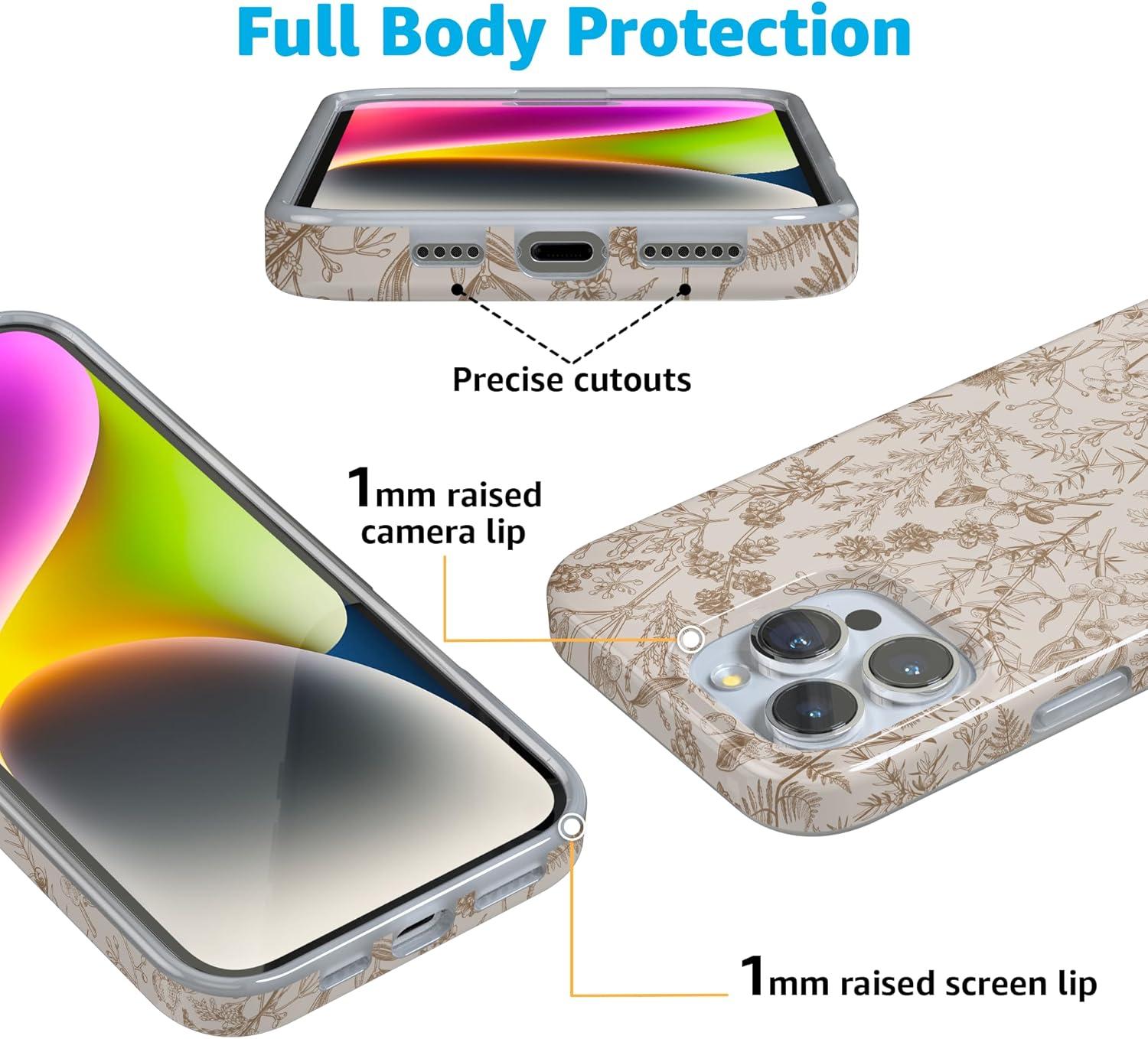imageCasely iPhone 16 Pro Case  Glitter Mystic Moss  Green Enchanted Shimmer  Compatible with MagSafe  Classic UltraSlim Case DesignBeige Garden  Neutral Floral