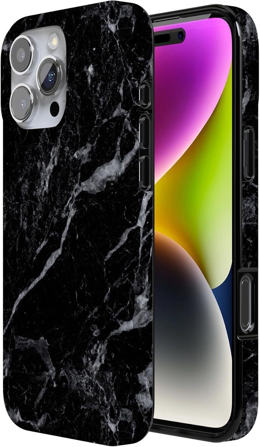 imageCasely iPhone 16 Pro Case  Glitter Mystic Moss  Green Enchanted Shimmer  Compatible with MagSafe  Classic UltraSlim Case DesignBlack Pearl Marble