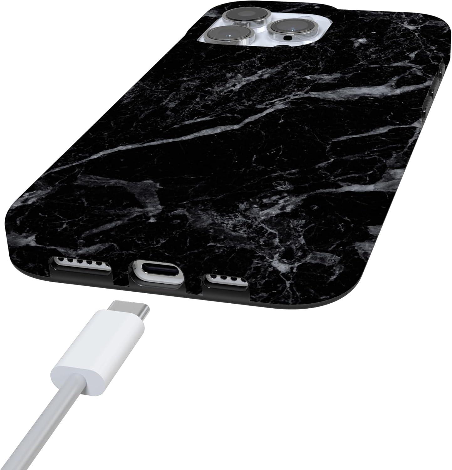 imageCasely iPhone 16 Pro Case  Glitter Mystic Moss  Green Enchanted Shimmer  Compatible with MagSafe  Classic UltraSlim Case DesignBlack Pearl Marble