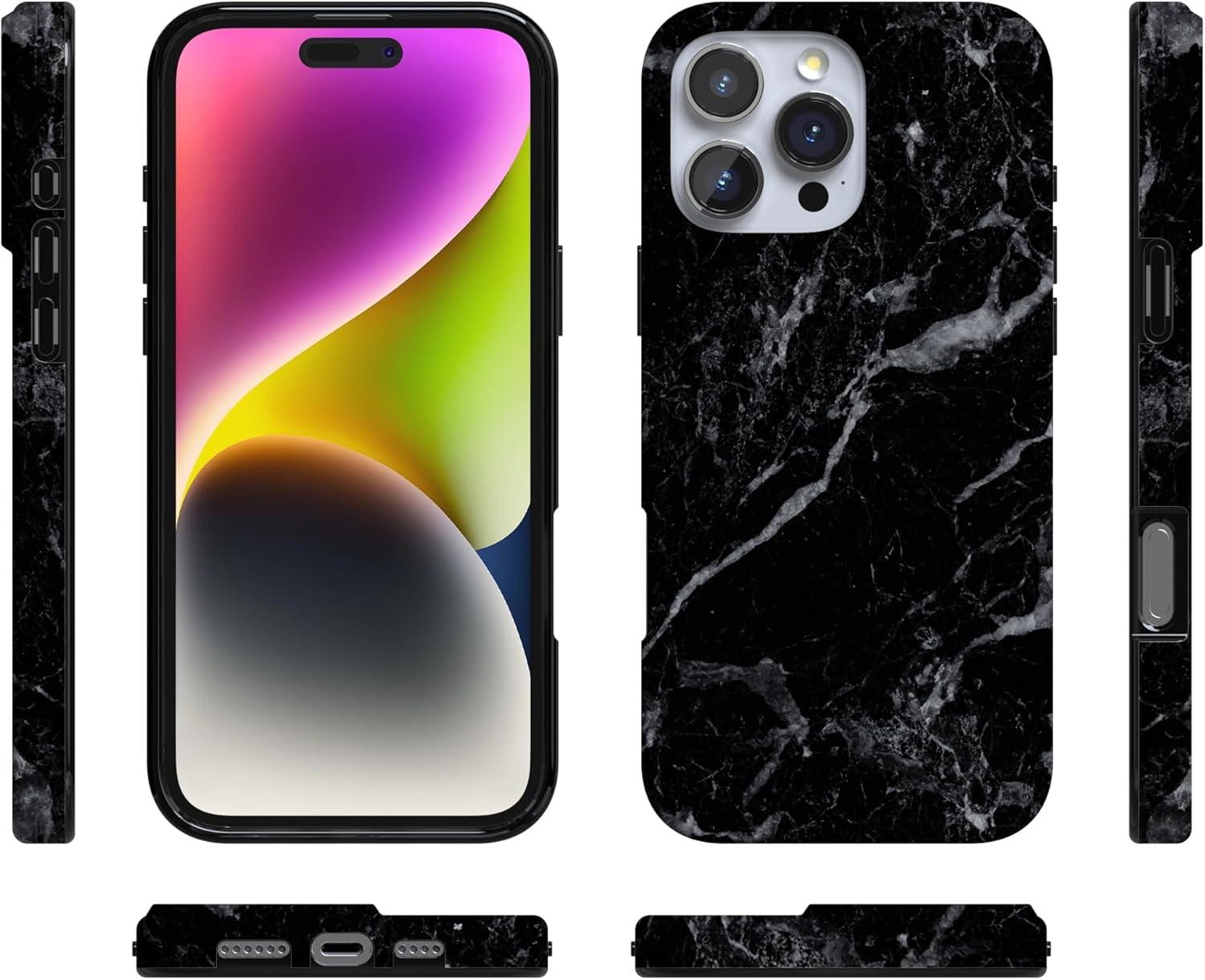 imageCasely iPhone 16 Pro Case  Glitter Mystic Moss  Green Enchanted Shimmer  Compatible with MagSafe  Classic UltraSlim Case DesignBlack Pearl Marble