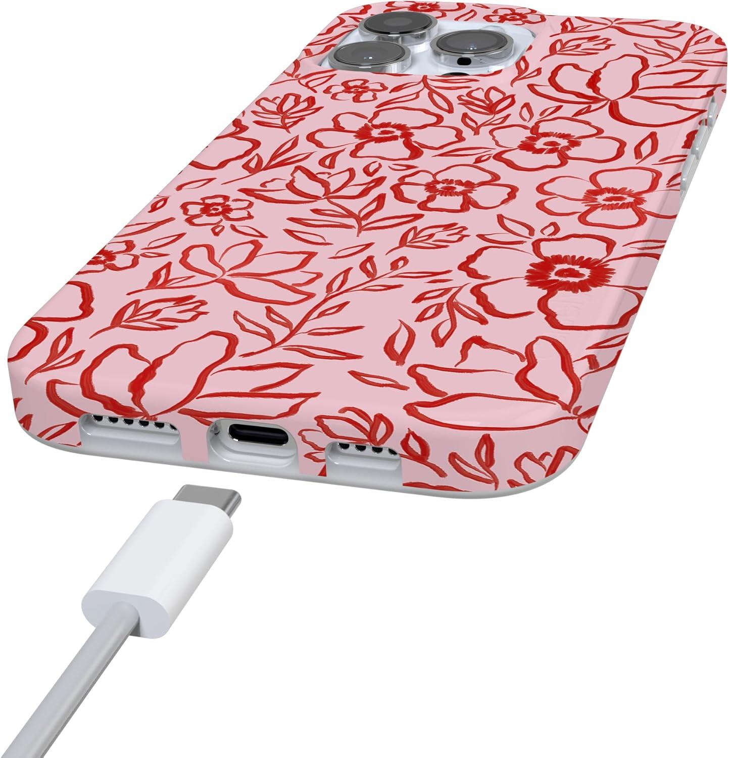 imageCasely iPhone 16 Pro Case  Glitter Mystic Moss  Green Enchanted Shimmer  Compatible with MagSafe  Classic UltraSlim Case DesignBlush Garden  Floral Doodle