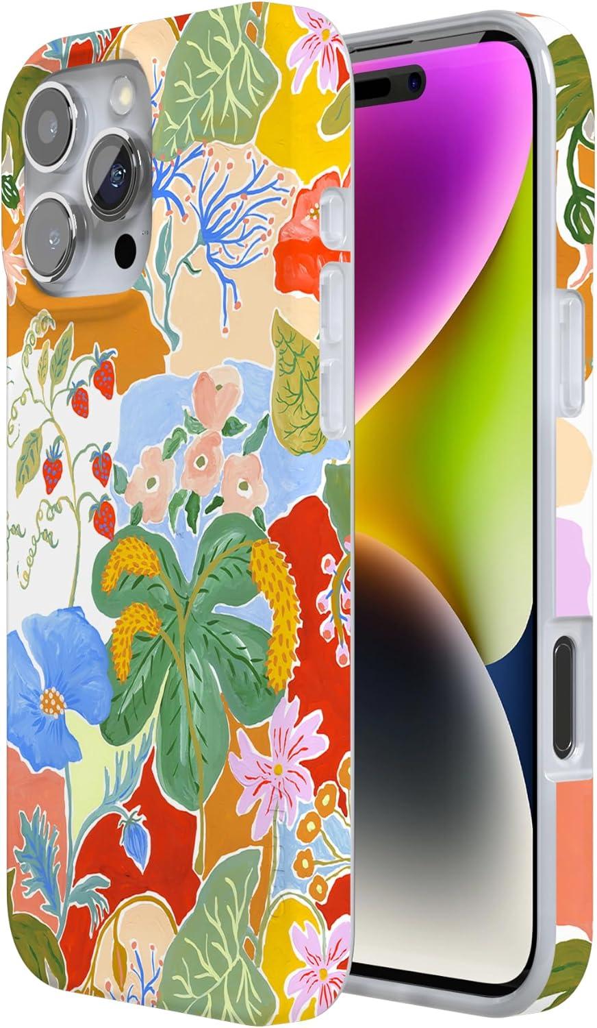 imageCasely iPhone 16 Pro Case  Glitter Mystic Moss  Green Enchanted Shimmer  Compatible with MagSafe  Classic UltraSlim Case DesignBotanical Blooms  Floral Patchwork