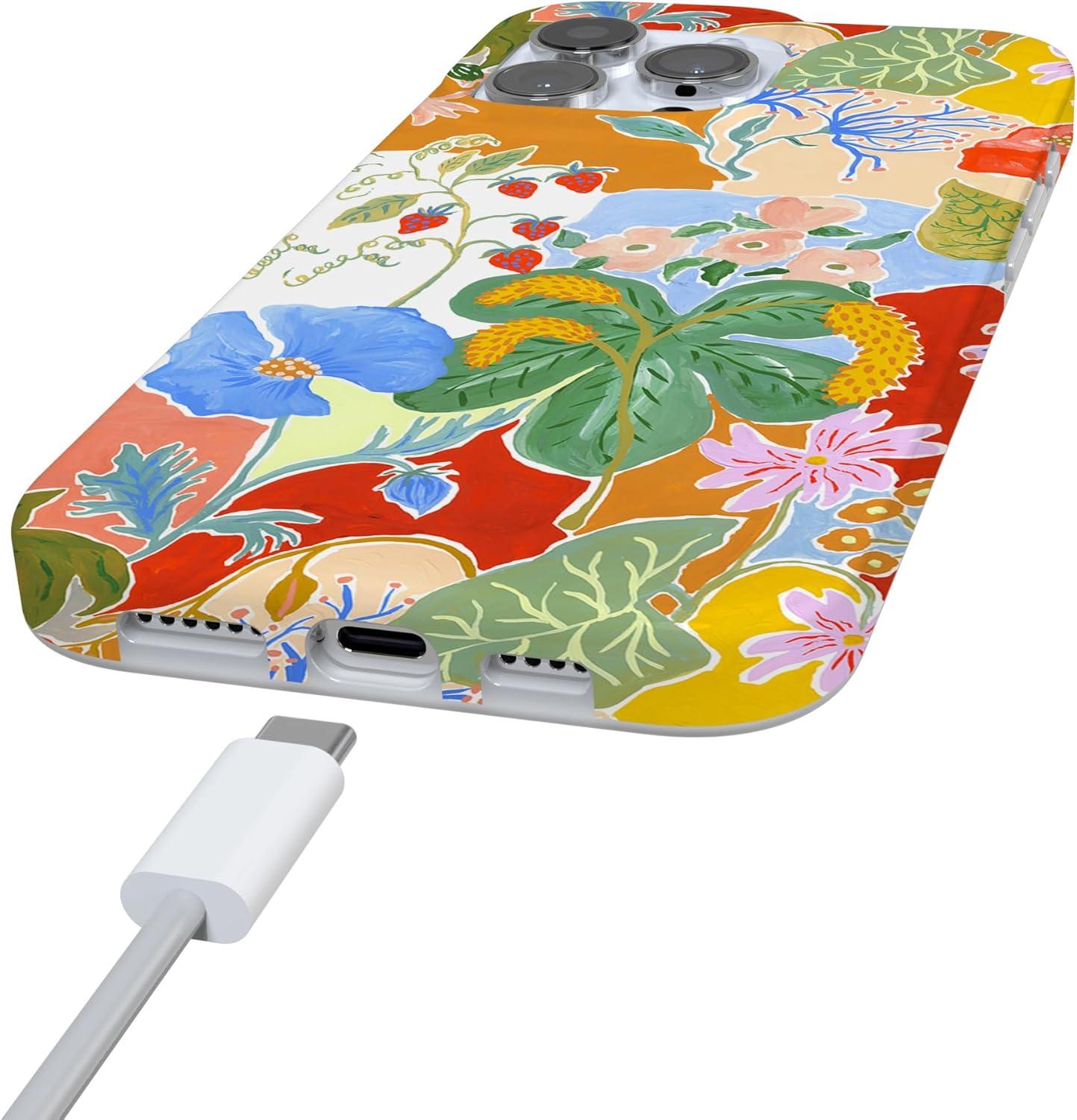 imageCasely iPhone 16 Pro Case  Glitter Mystic Moss  Green Enchanted Shimmer  Compatible with MagSafe  Classic UltraSlim Case DesignBotanical Blooms  Floral Patchwork