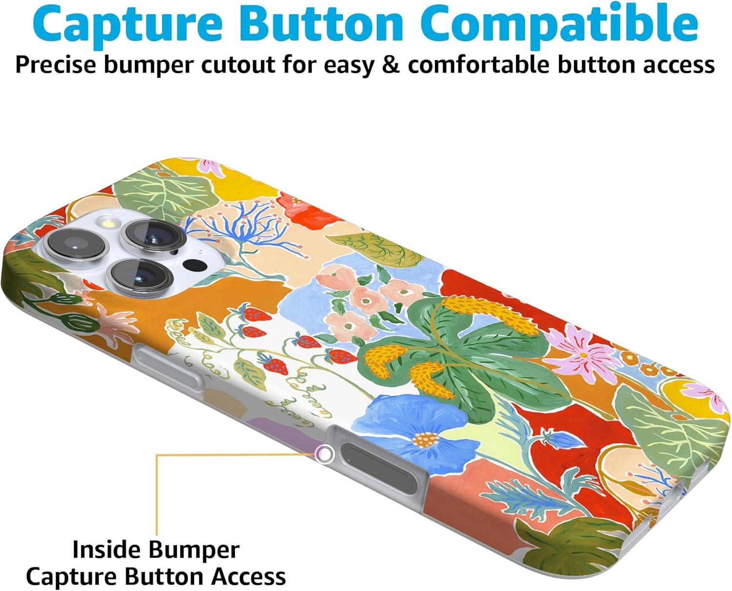 imageCasely iPhone 16 Pro Case  Glitter Mystic Moss  Green Enchanted Shimmer  Compatible with MagSafe  Classic UltraSlim Case DesignBotanical Blooms  Floral Patchwork