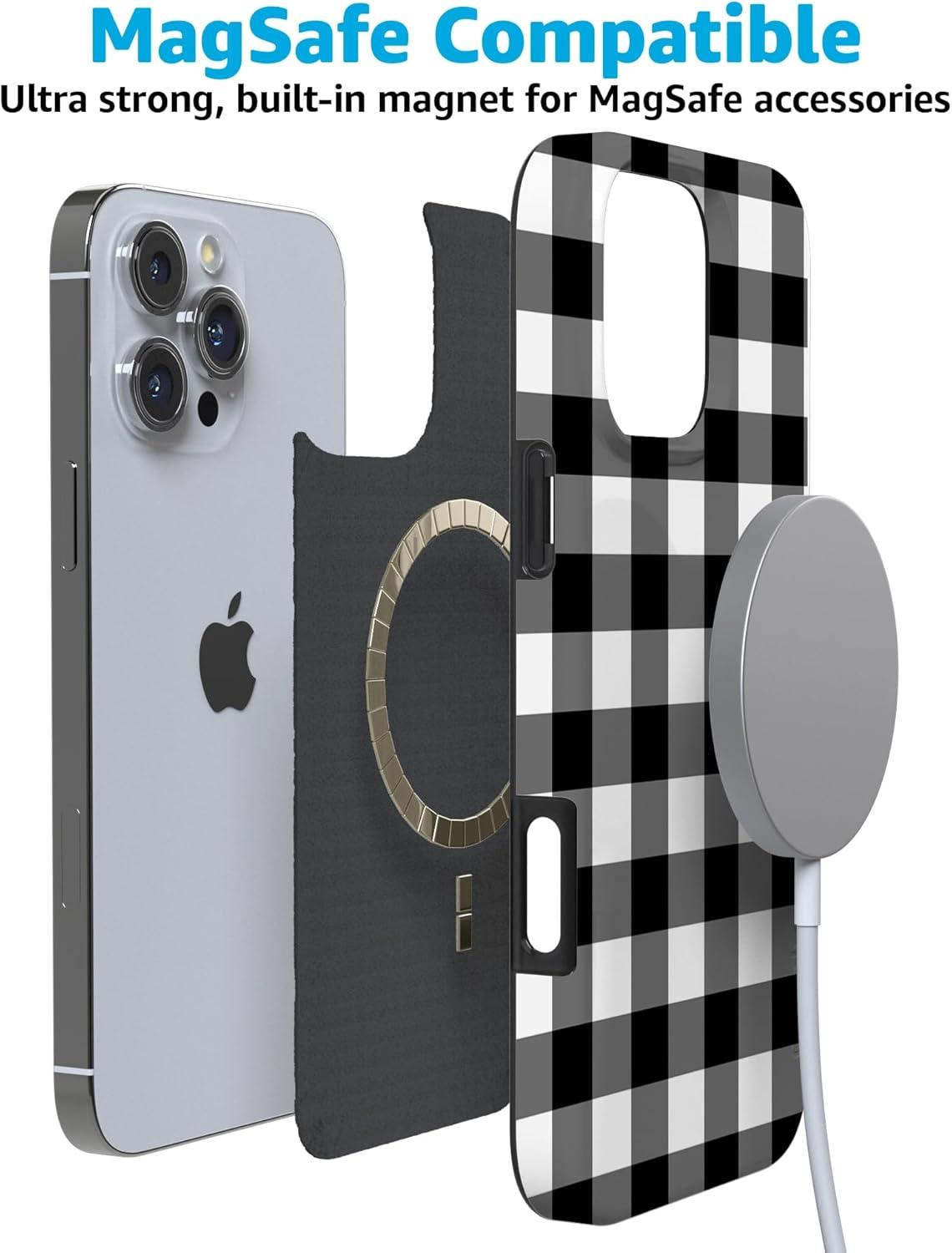 imageCasely iPhone 16 Pro Case  Glitter Mystic Moss  Green Enchanted Shimmer  Compatible with MagSafe  Classic UltraSlim Case DesignCheck Me Out  Checkerboard