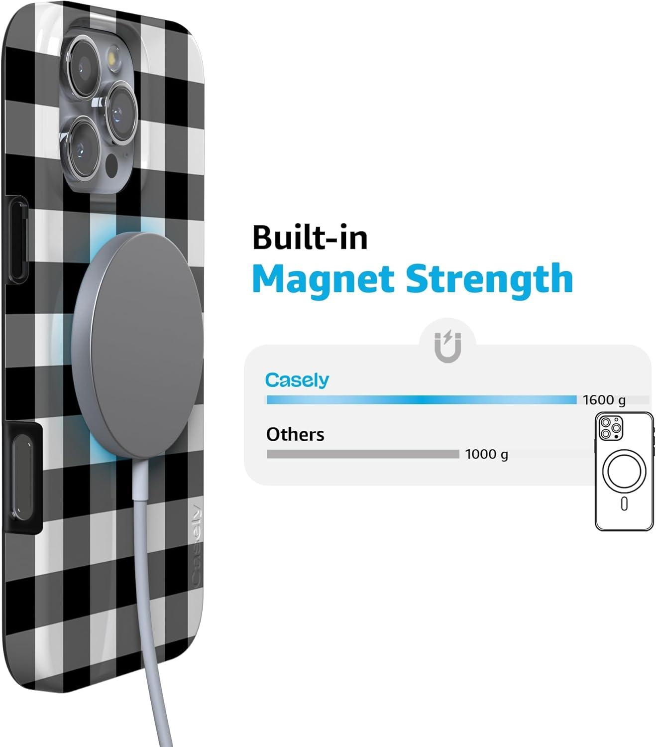 imageCasely iPhone 16 Pro Case  Glitter Mystic Moss  Green Enchanted Shimmer  Compatible with MagSafe  Classic UltraSlim Case DesignCheck Me Out  Checkerboard