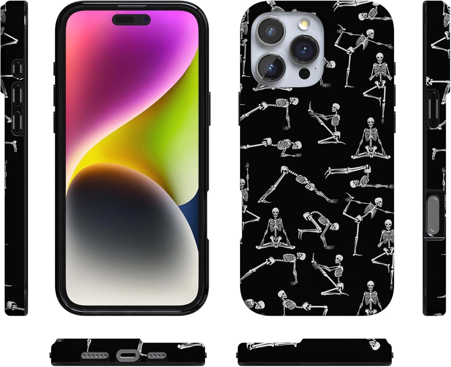 imageCasely iPhone 16 Pro Case  Glitter Mystic Moss  Green Enchanted Shimmer  Compatible with MagSafe  Classic UltraSlim Case DesignCorpse Pose  Skeleton Yoga