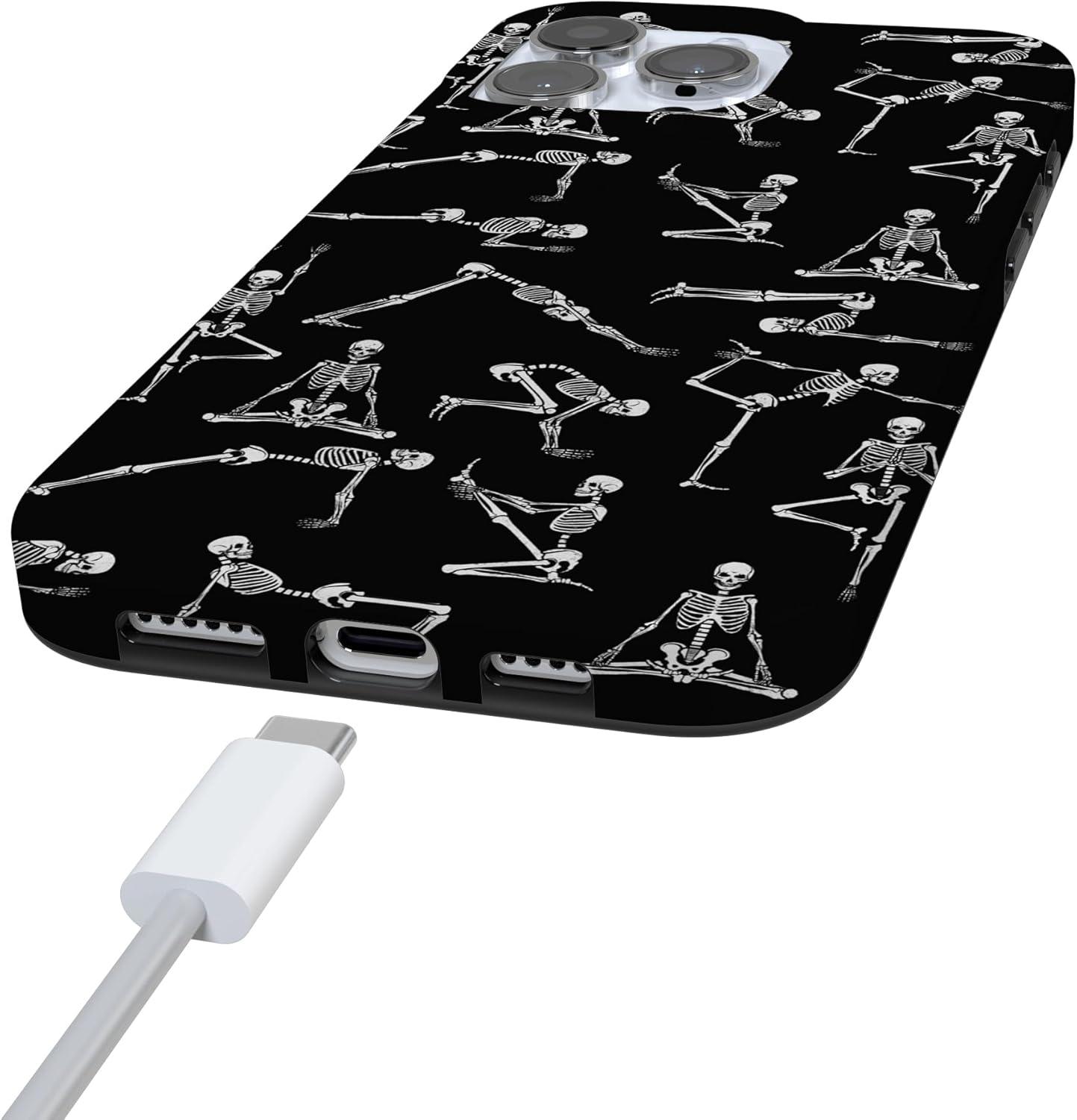 imageCasely iPhone 16 Pro Case  Glitter Mystic Moss  Green Enchanted Shimmer  Compatible with MagSafe  Classic UltraSlim Case DesignCorpse Pose  Skeleton Yoga