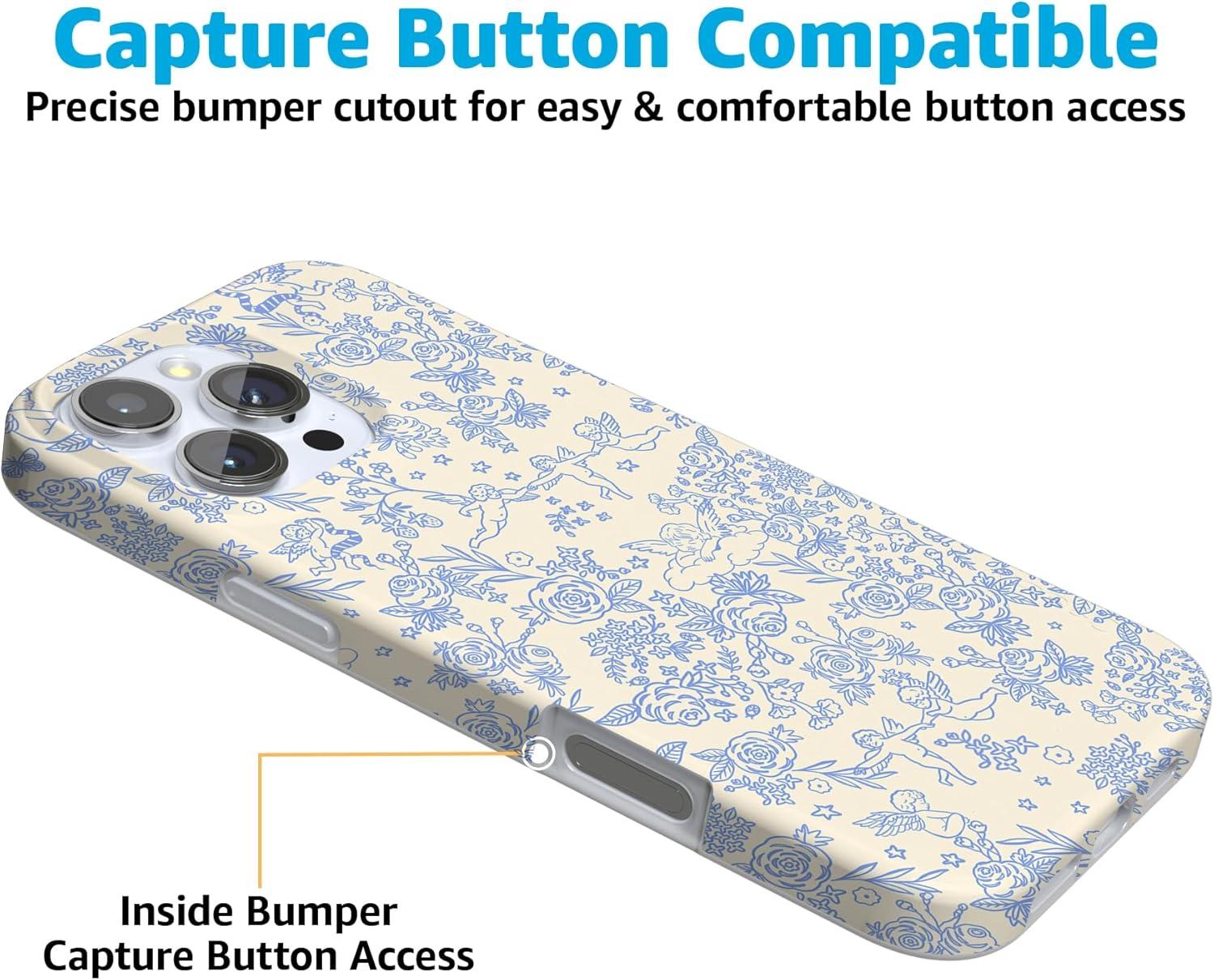 imageCasely iPhone 16 Pro Case  Glitter Mystic Moss  Green Enchanted Shimmer  Compatible with MagSafe  Classic UltraSlim Case DesignCupids Canvas  Periwinkle Floral