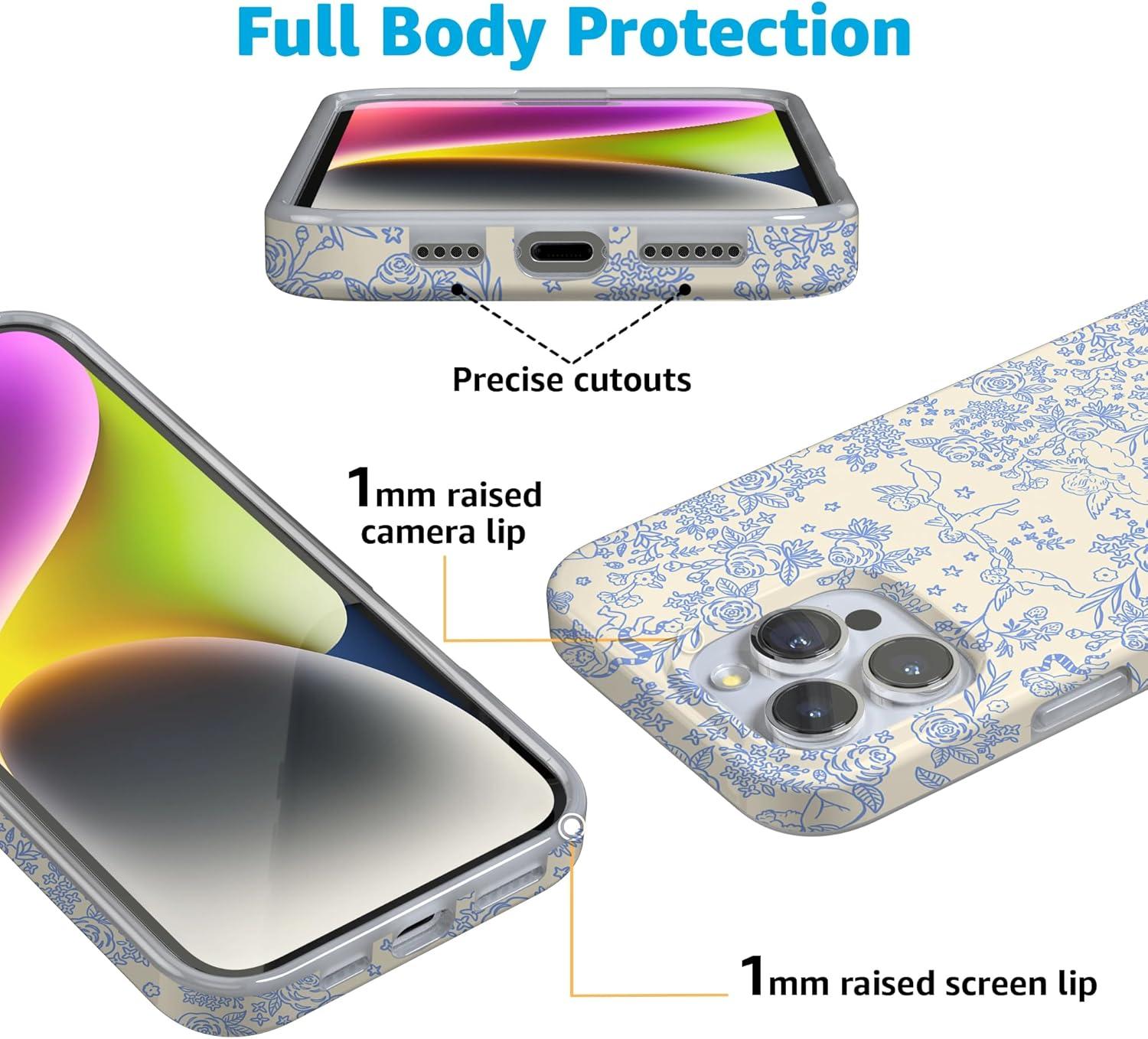imageCasely iPhone 16 Pro Case  Glitter Mystic Moss  Green Enchanted Shimmer  Compatible with MagSafe  Classic UltraSlim Case DesignCupids Canvas  Periwinkle Floral