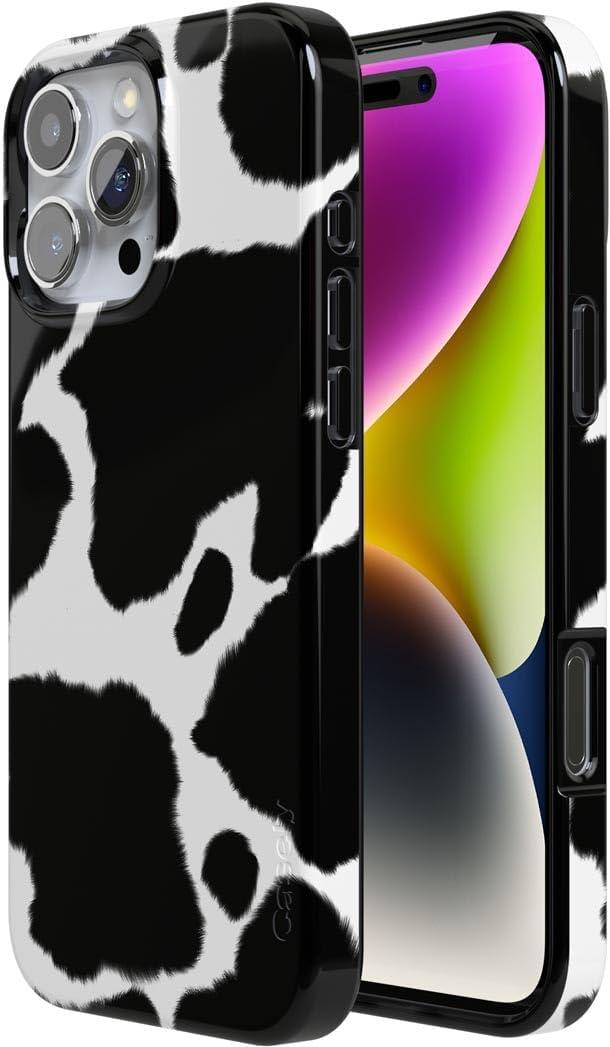 imageCasely iPhone 16 Pro Case  Glitter Mystic Moss  Green Enchanted Shimmer  Compatible with MagSafe  Classic UltraSlim Case DesignCurrent MOOd  Cow Print