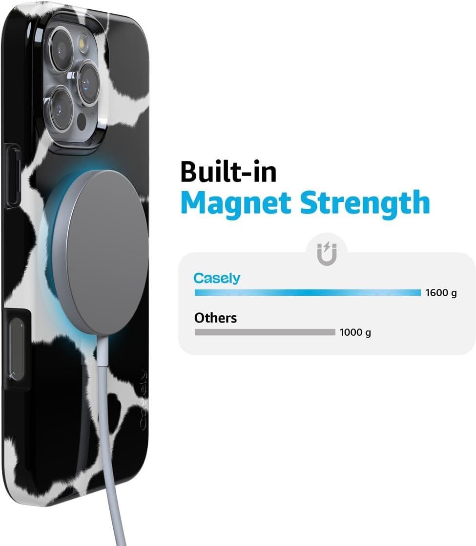 imageCasely iPhone 16 Pro Case  Glitter Mystic Moss  Green Enchanted Shimmer  Compatible with MagSafe  Classic UltraSlim Case DesignCurrent MOOd  Cow Print