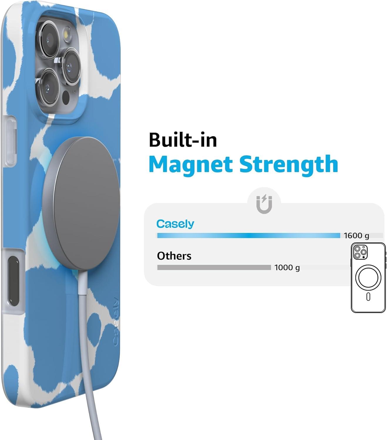 imageCasely iPhone 16 Pro Case  Glitter Mystic Moss  Green Enchanted Shimmer  Compatible with MagSafe  Classic UltraSlim Case DesignCurrent MOOd  Light Blue Cow Print