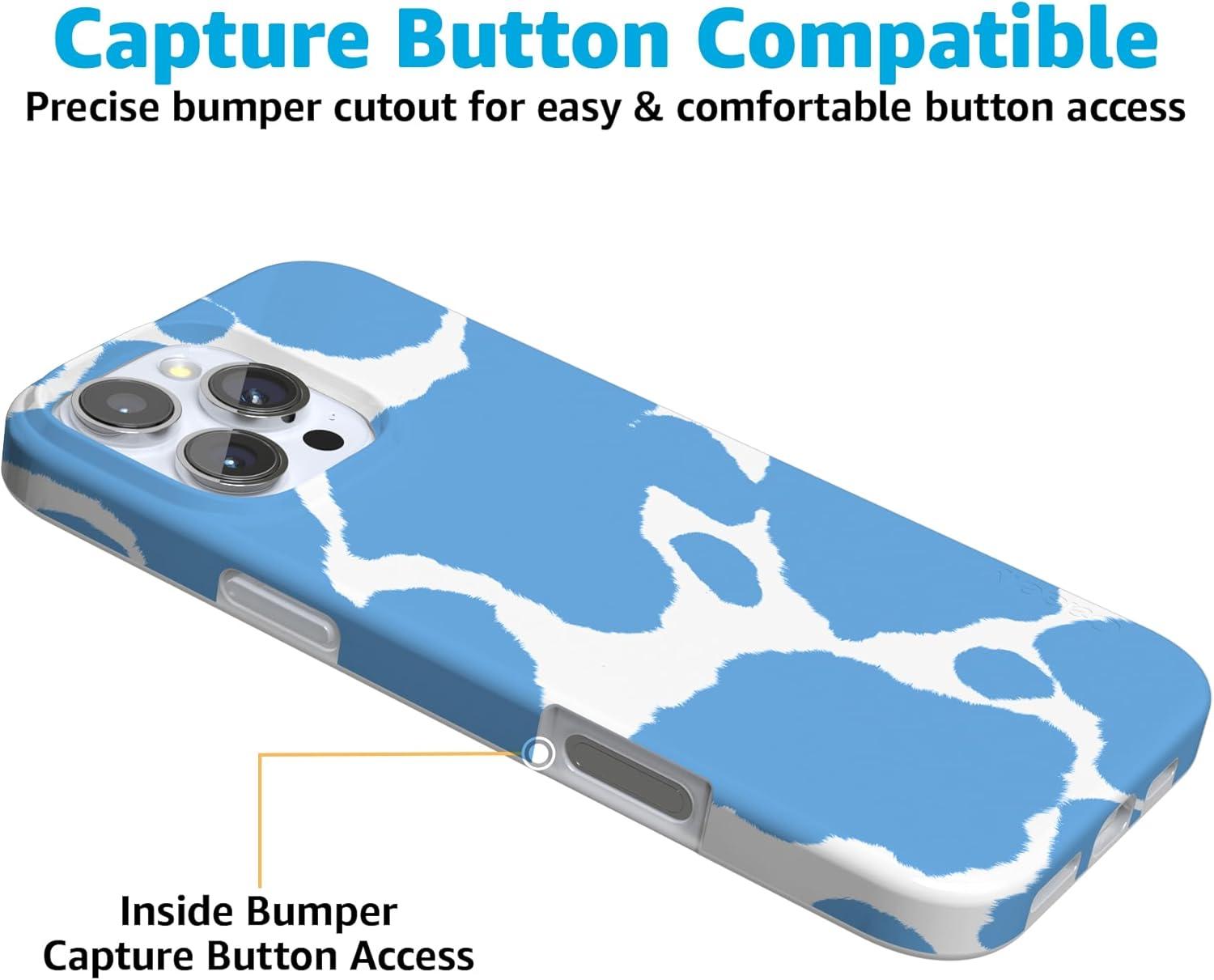 imageCasely iPhone 16 Pro Case  Glitter Mystic Moss  Green Enchanted Shimmer  Compatible with MagSafe  Classic UltraSlim Case DesignCurrent MOOd  Light Blue Cow Print