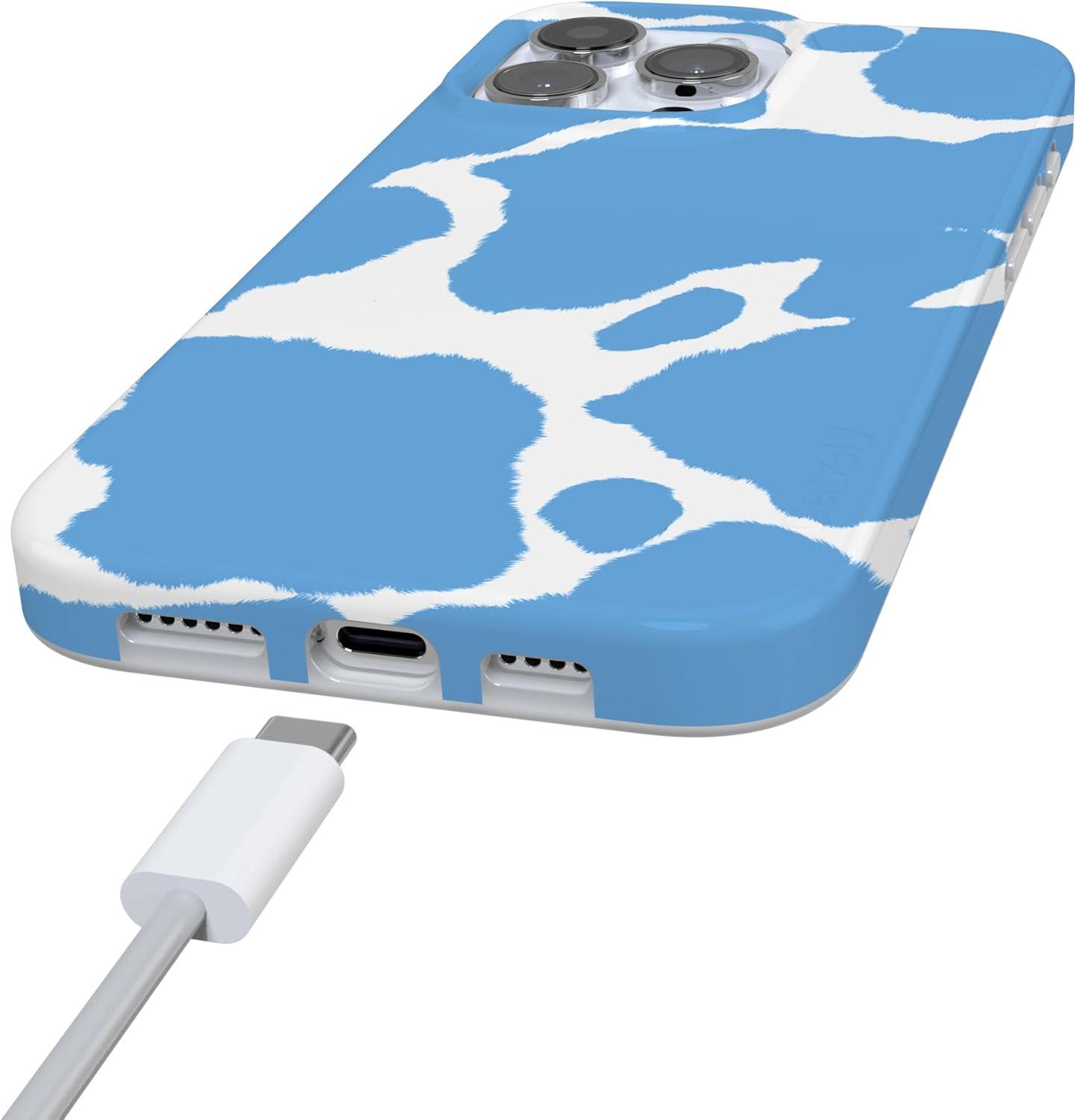 imageCasely iPhone 16 Pro Case  Glitter Mystic Moss  Green Enchanted Shimmer  Compatible with MagSafe  Classic UltraSlim Case DesignCurrent MOOd  Light Blue Cow Print