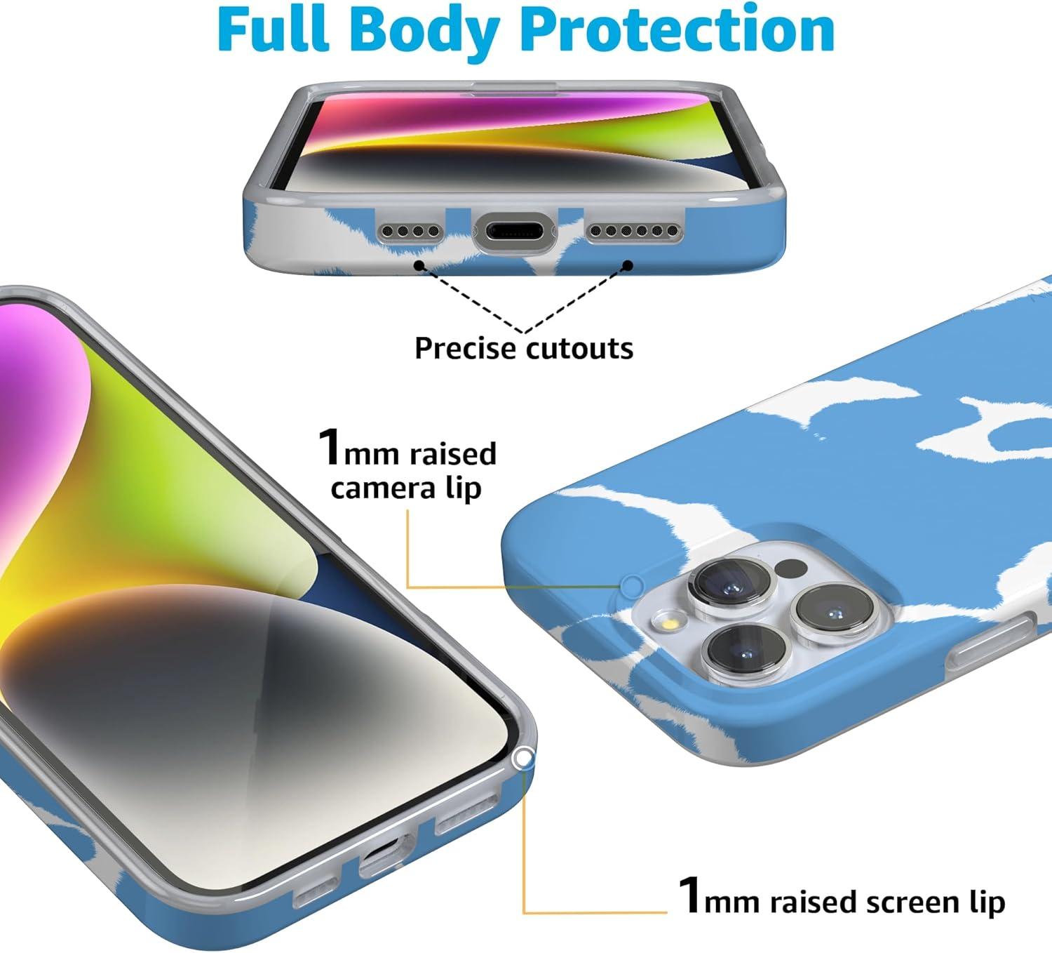 imageCasely iPhone 16 Pro Case  Glitter Mystic Moss  Green Enchanted Shimmer  Compatible with MagSafe  Classic UltraSlim Case DesignCurrent MOOd  Light Blue Cow Print