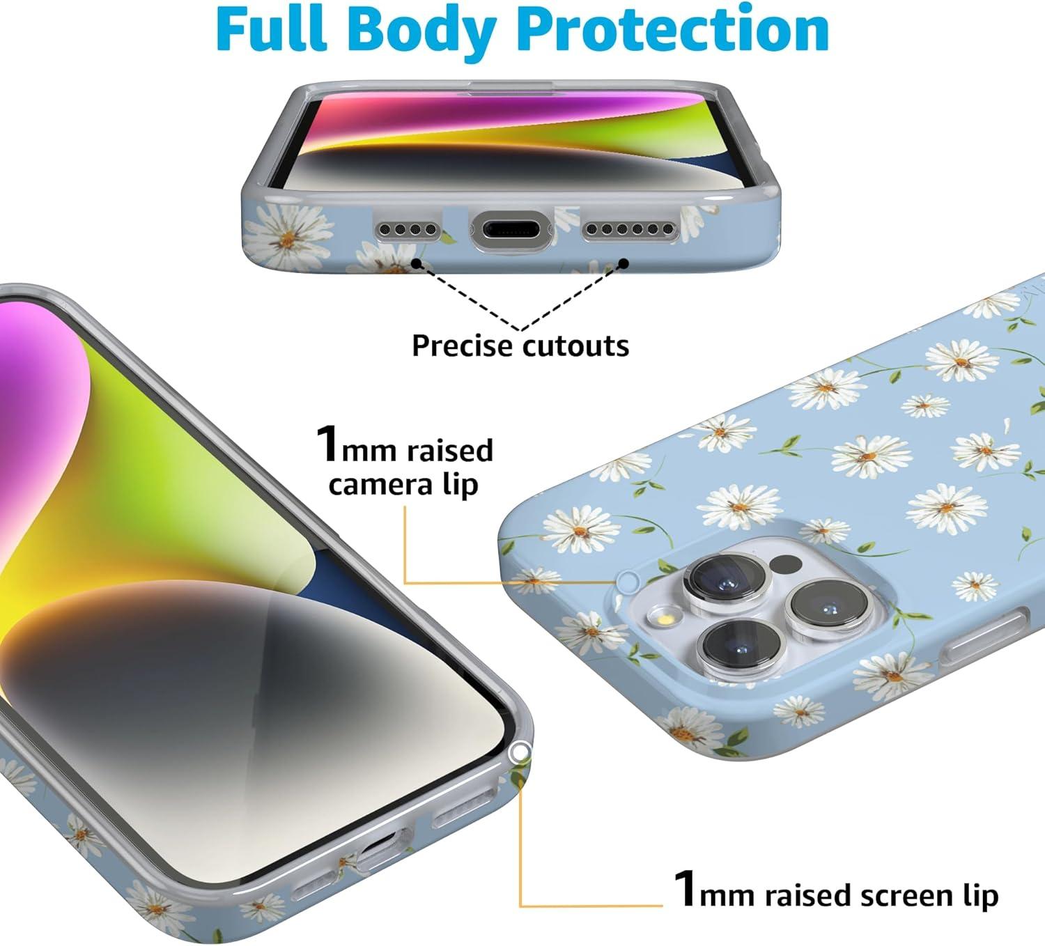 imageCasely iPhone 16 Pro Case  Glitter Mystic Moss  Green Enchanted Shimmer  Compatible with MagSafe  Classic UltraSlim Case DesignDaisy Daydream  Baby Blue Floral